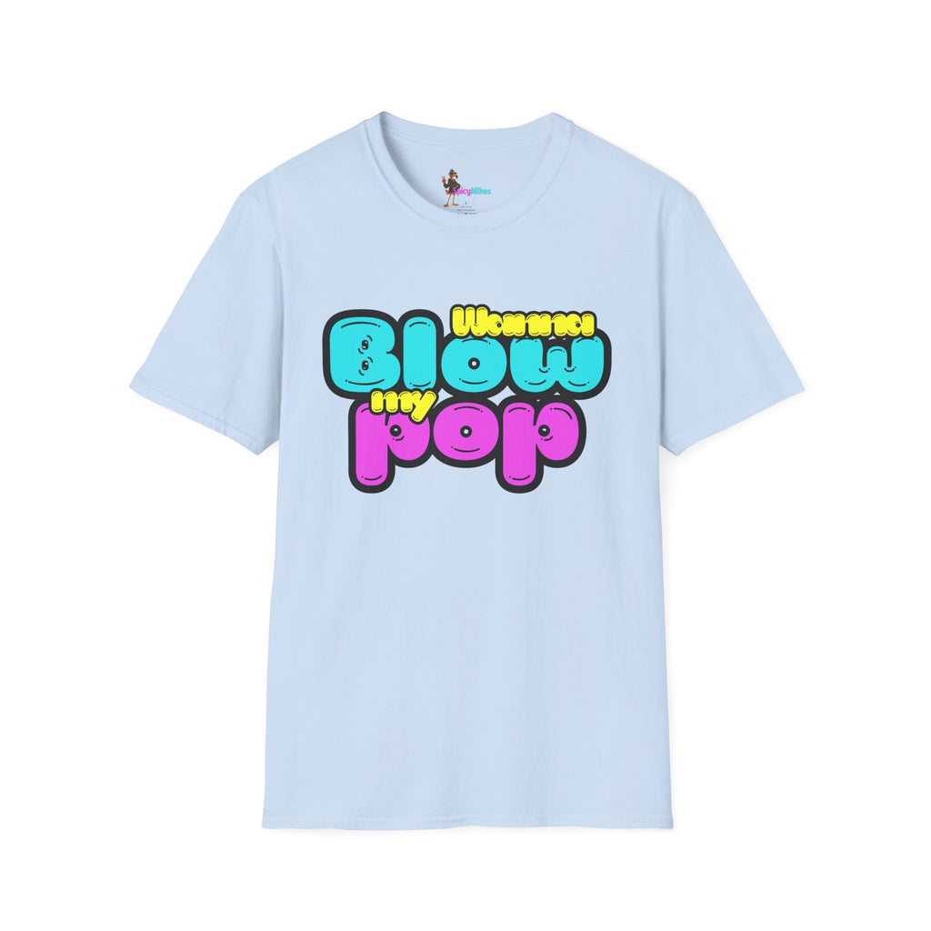 “Wanna Blow My Pop” Retro Bubble Text T-Shirt