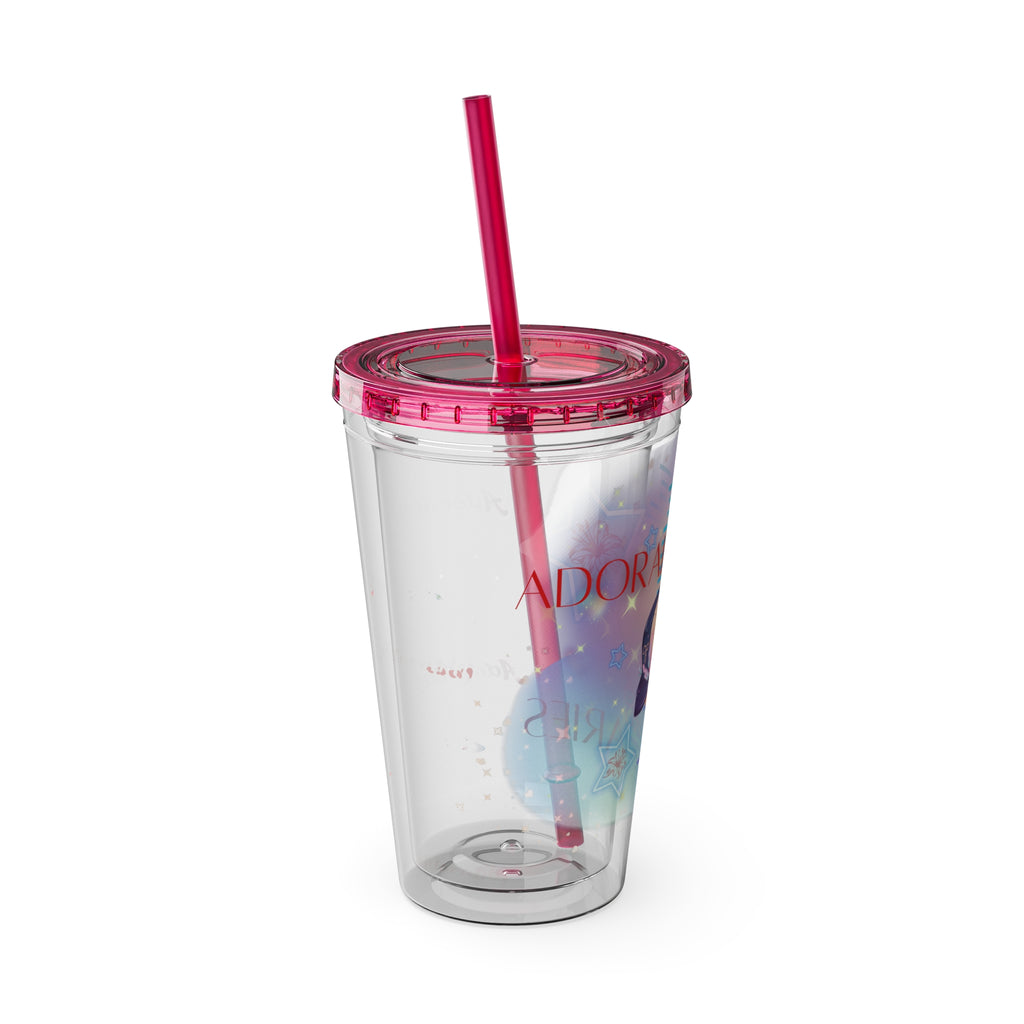Adorably Aries Zodiac Sunsplash Tumbler with Straw, 16oz,
