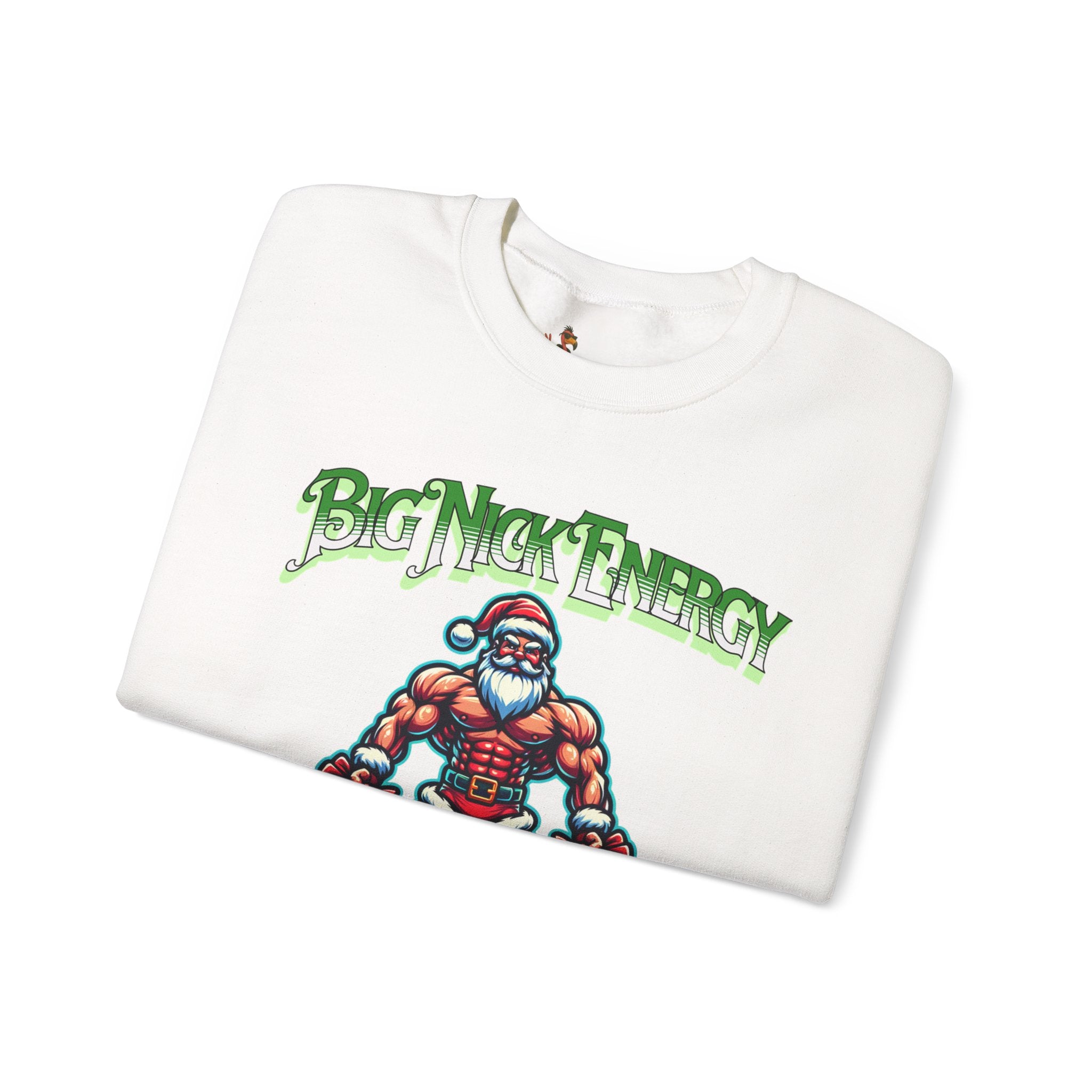 Christmas Beefy Santa "Big Nick Energy: I Got Fat Sacks" Holiday Crewneck Sweatshirt