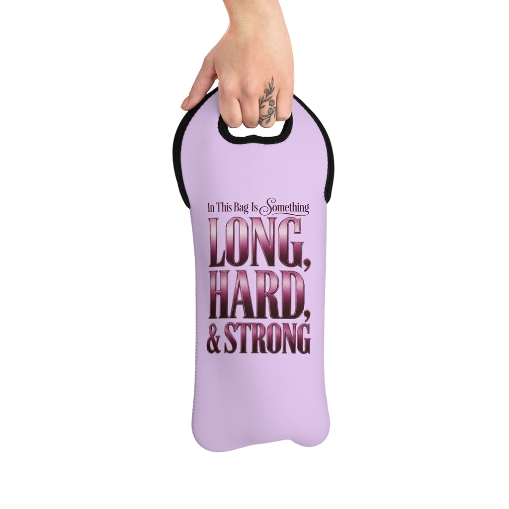 Wine Tote Purple— "In This Bag Is Something Long, Hard, & Strong" Neoprene Wine Carrier