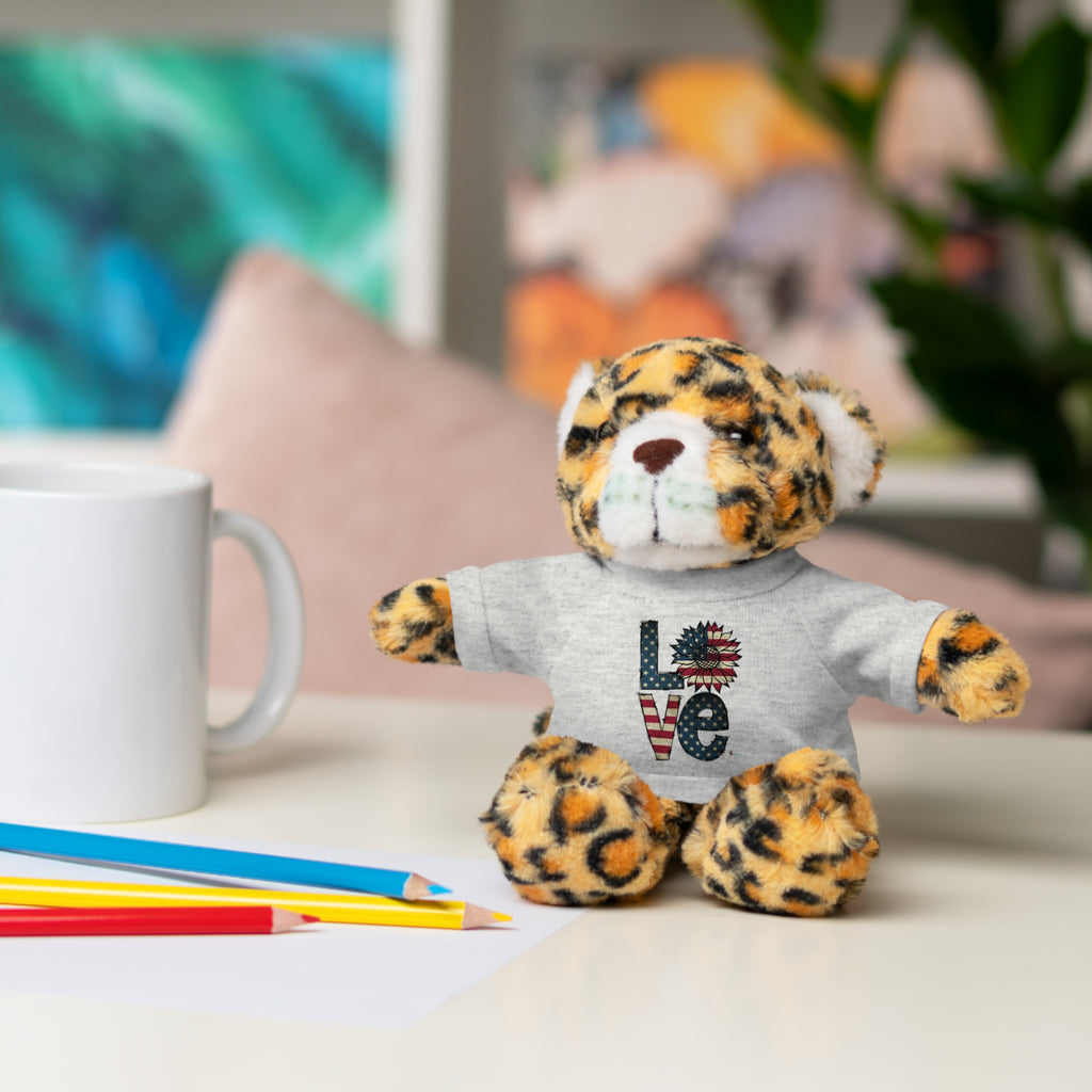 Patriotic 'LOVE' Plush Bear with Tee — Cute Stuffed Animal Gift