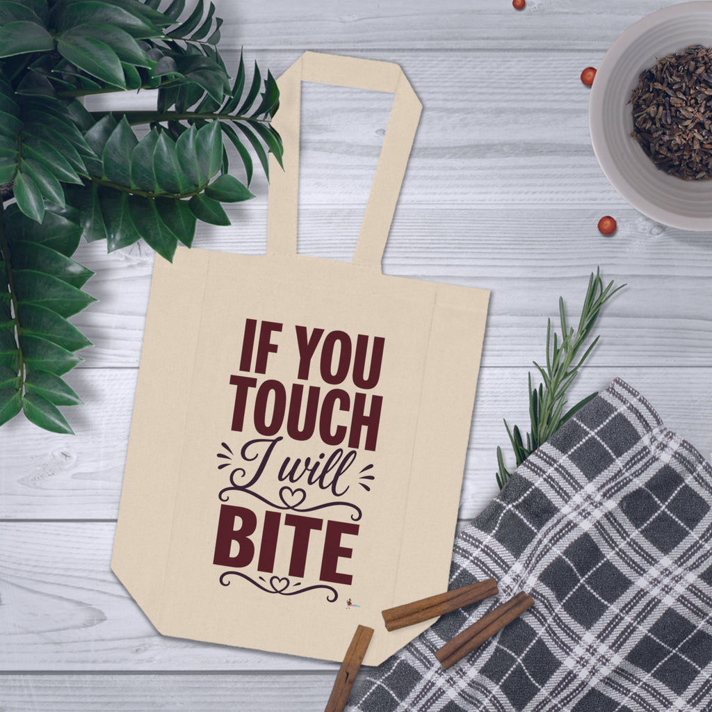 "If You Touch I Will Bite" Double Bottle Carrier Wine Tote Bag -