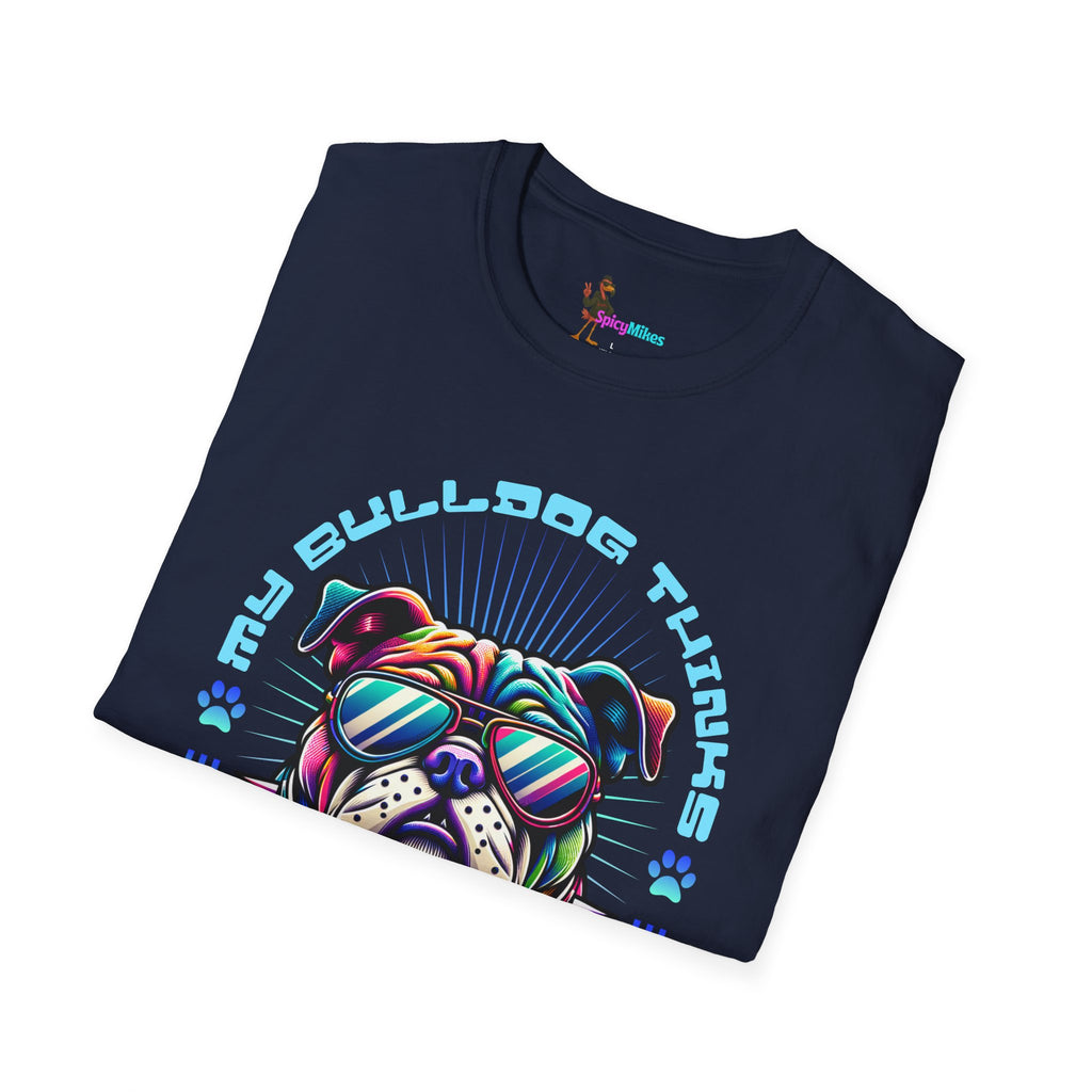 "My Bulldog Thinks I'm Cool"  Vintage Neon T-Shirt