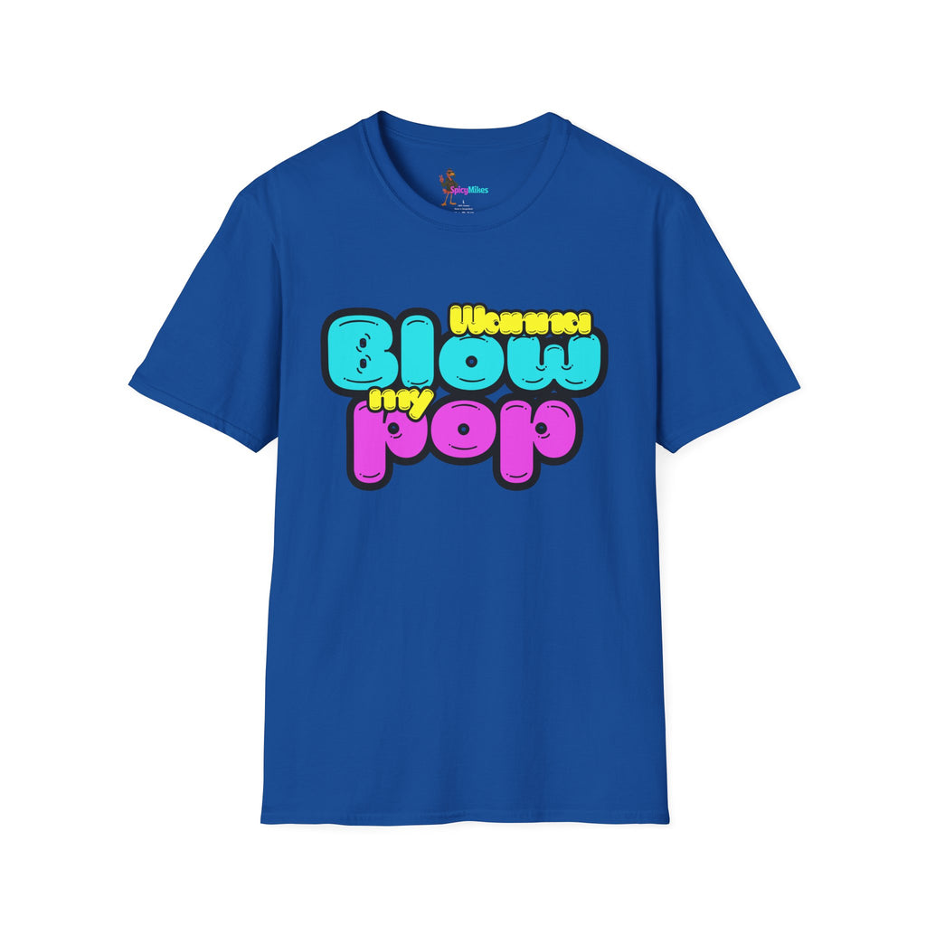 “Wanna Blow My Pop” Retro Bubble Text T-Shirt