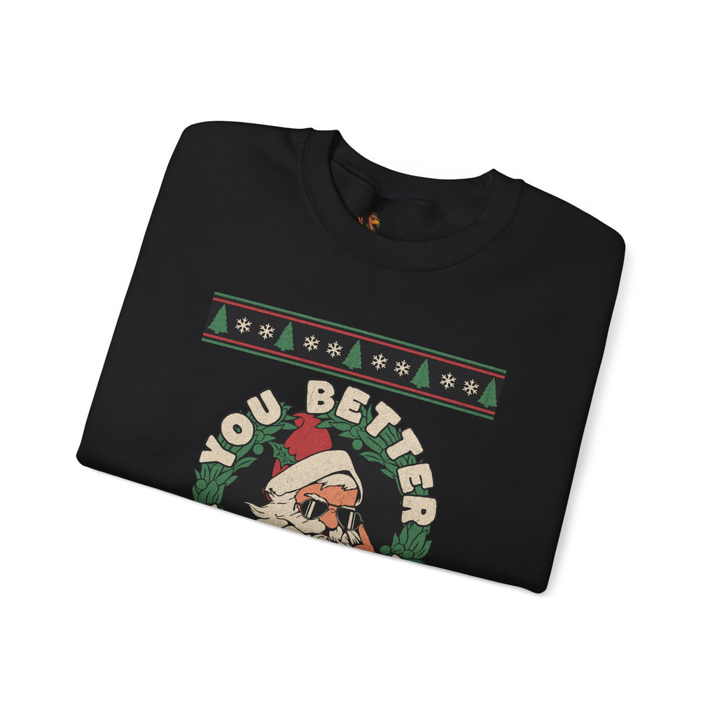'You Better Watch Out' Santa Christmas Sweater Design