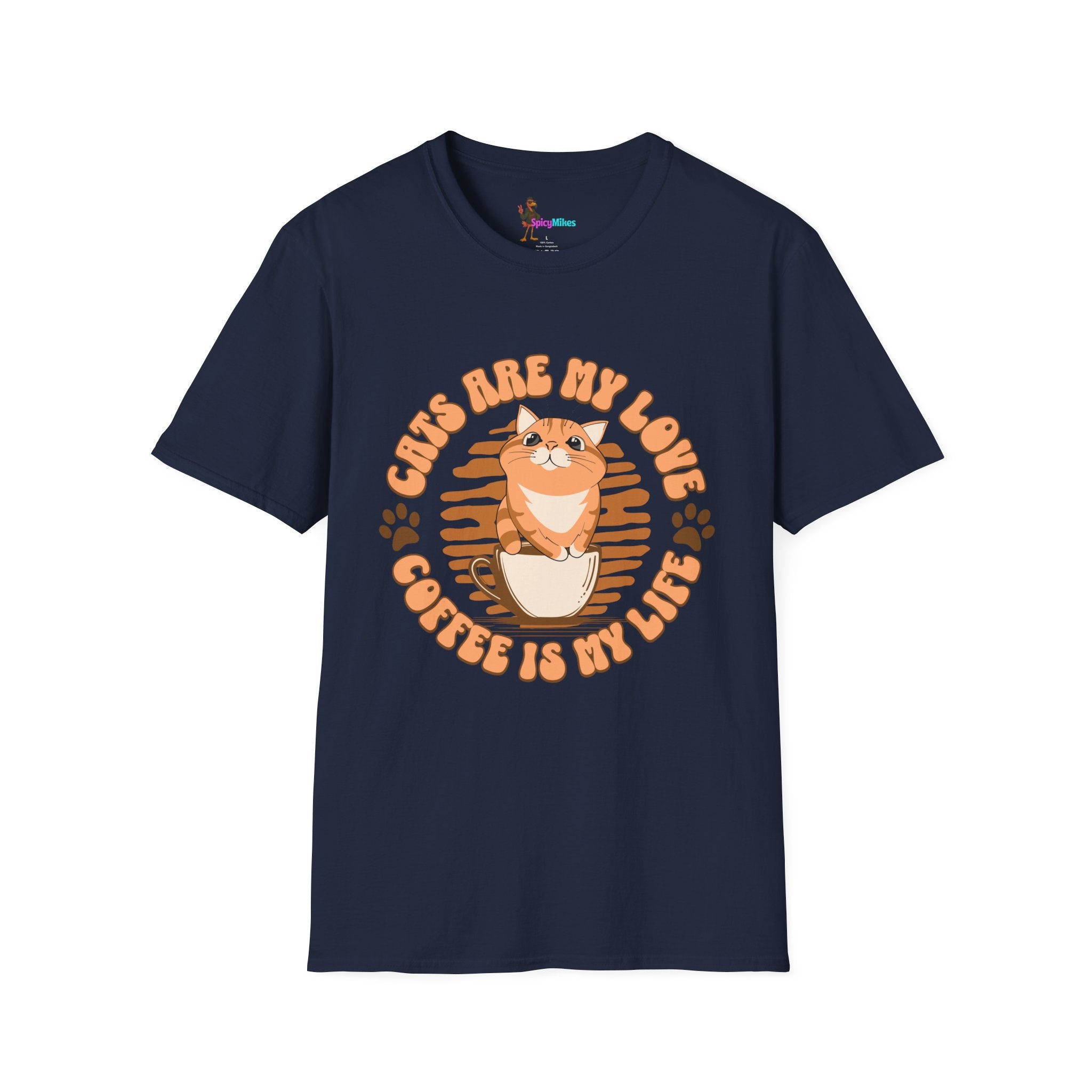Cats Are My Love, Coffee Is My Life T-Shirt — Cute Orange Cat Coffee Tee