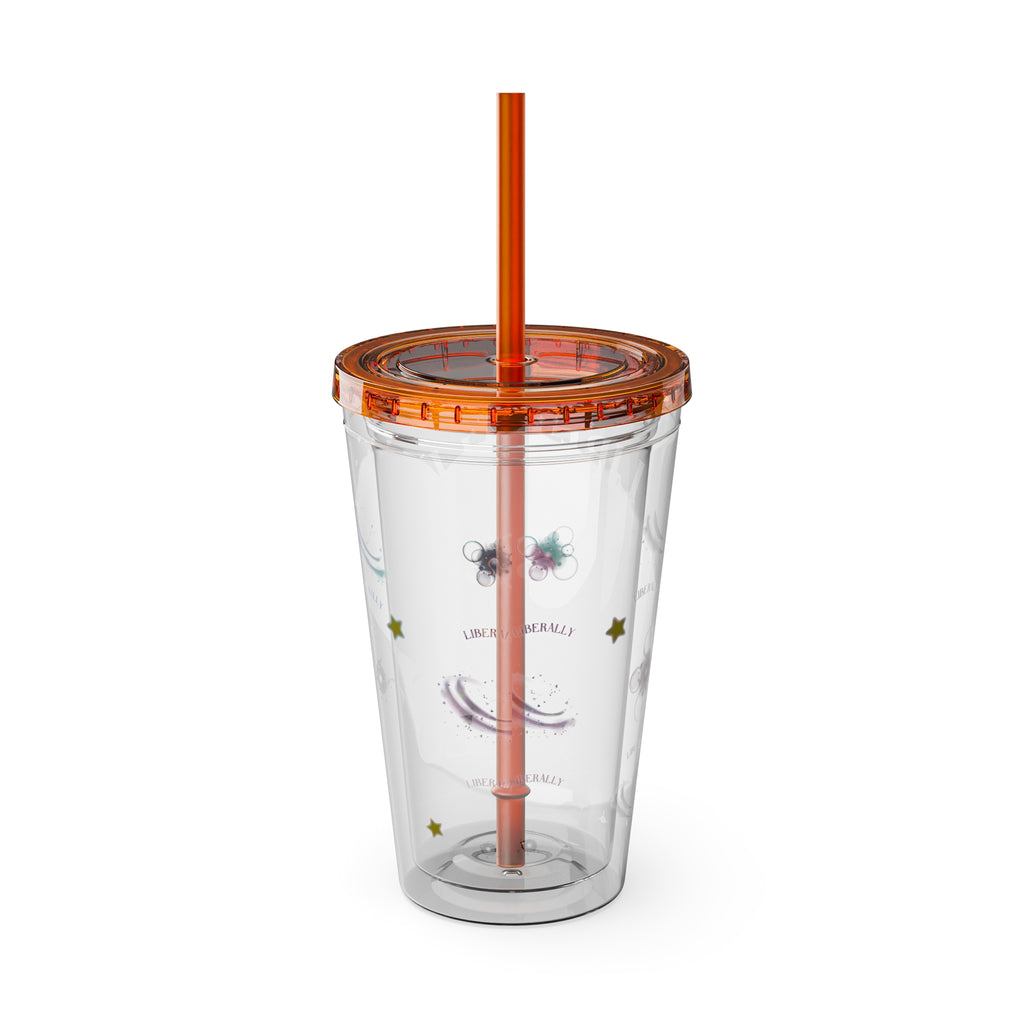 Liberally Leo Zodiac Sunsplash Tumbler with Straw, 16oz