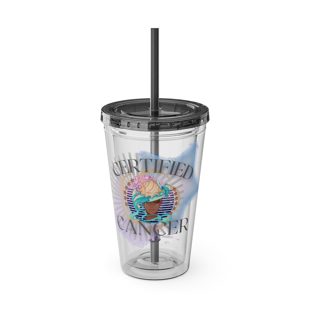 Certified Cancer Zodiac Sunsplash Tumblers with Straw 16oz