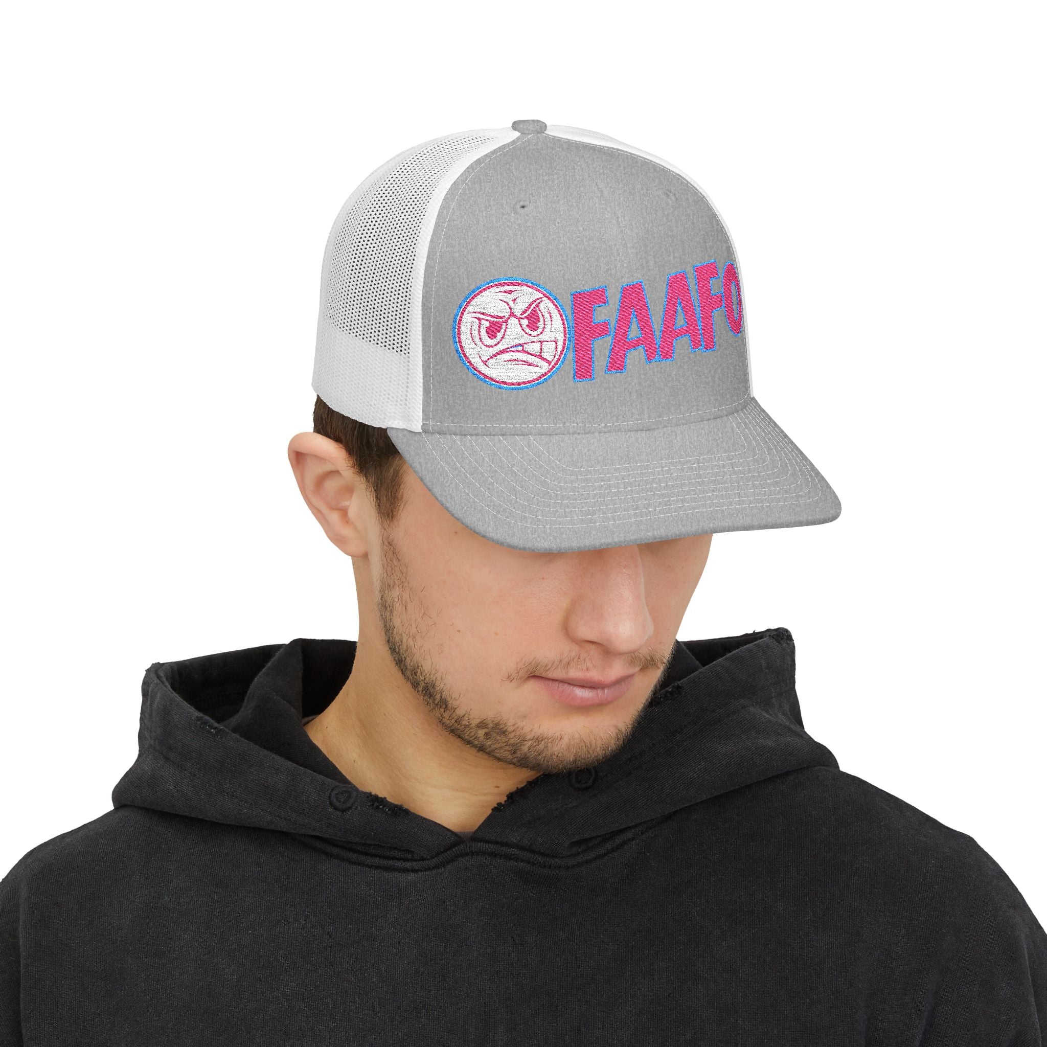 Mean Face FAAF0 Embroidered Snapback Trucker Cap