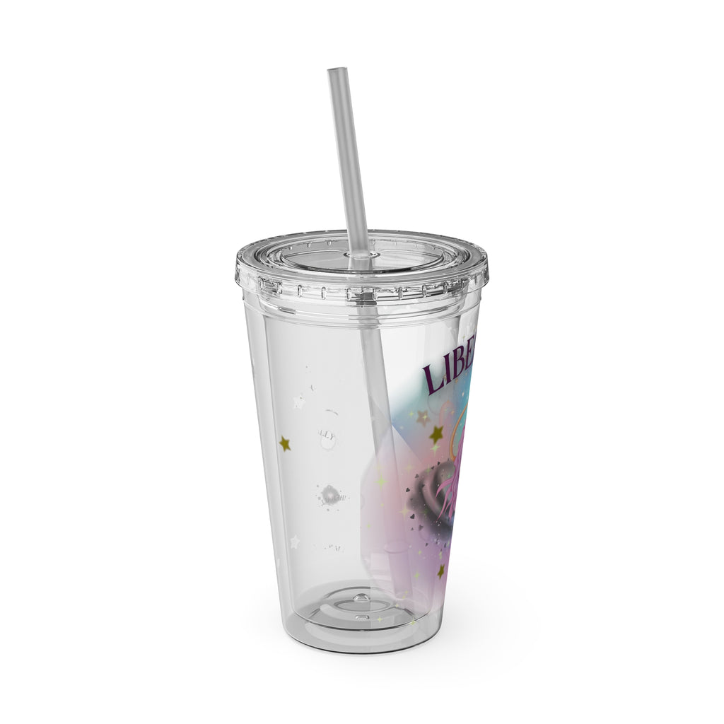 Liberally Leo Zodiac Sunsplash Tumbler with Straw, 16oz