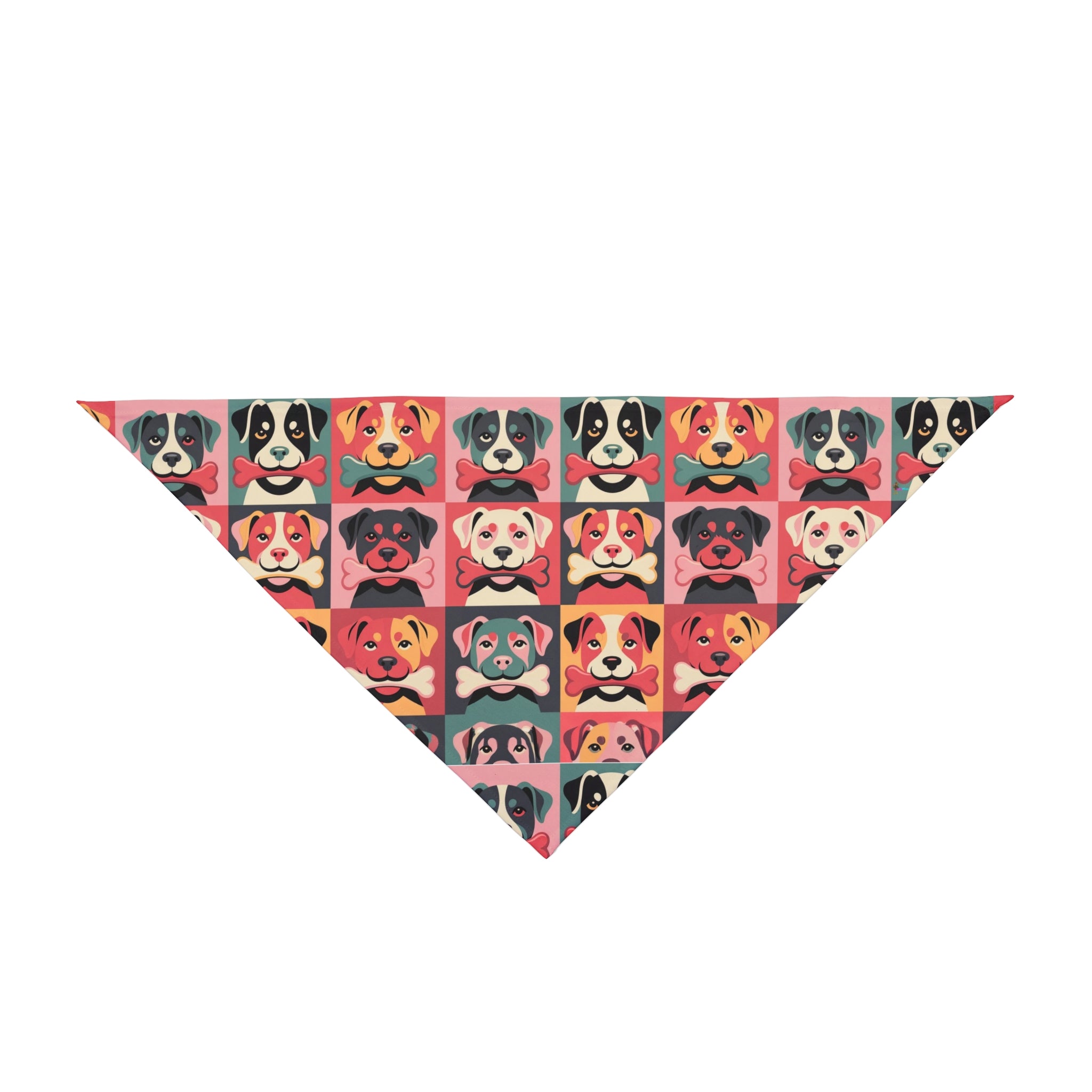 Colorful Pop Art Dog Faces Pet Bandana — Retro Puppy Pattern Accessory