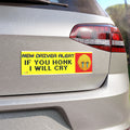 "If You Honk I Will Cry" with Pixelated Crying Emoji New Driver Alert Car Magnet —