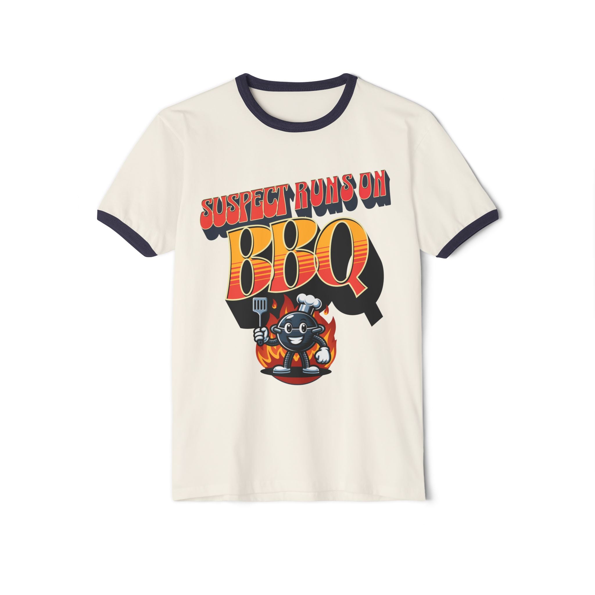Suspect Runs On BBQ Ringer T-Shirt Graphic Tee