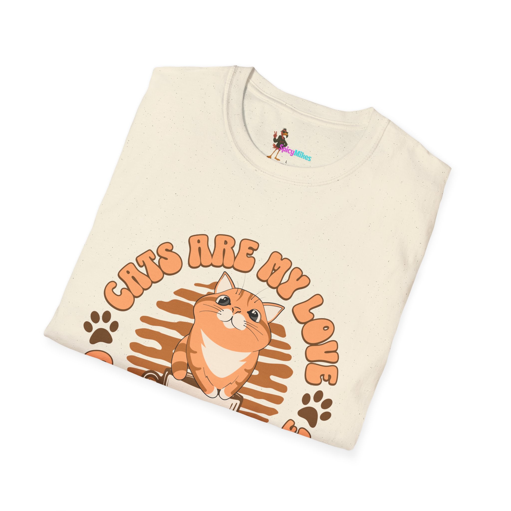 Cats Are My Love, Coffee Is My Life T-Shirt — Cute Orange Cat Coffee Tee