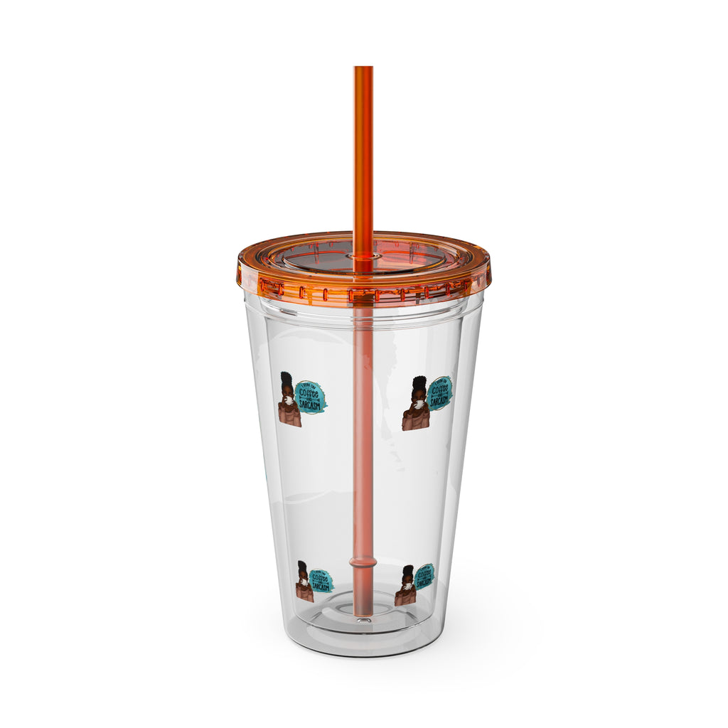 Melanin Magic I Run On Coffee and Sarcasm Sunsplash Tumbler 16oz