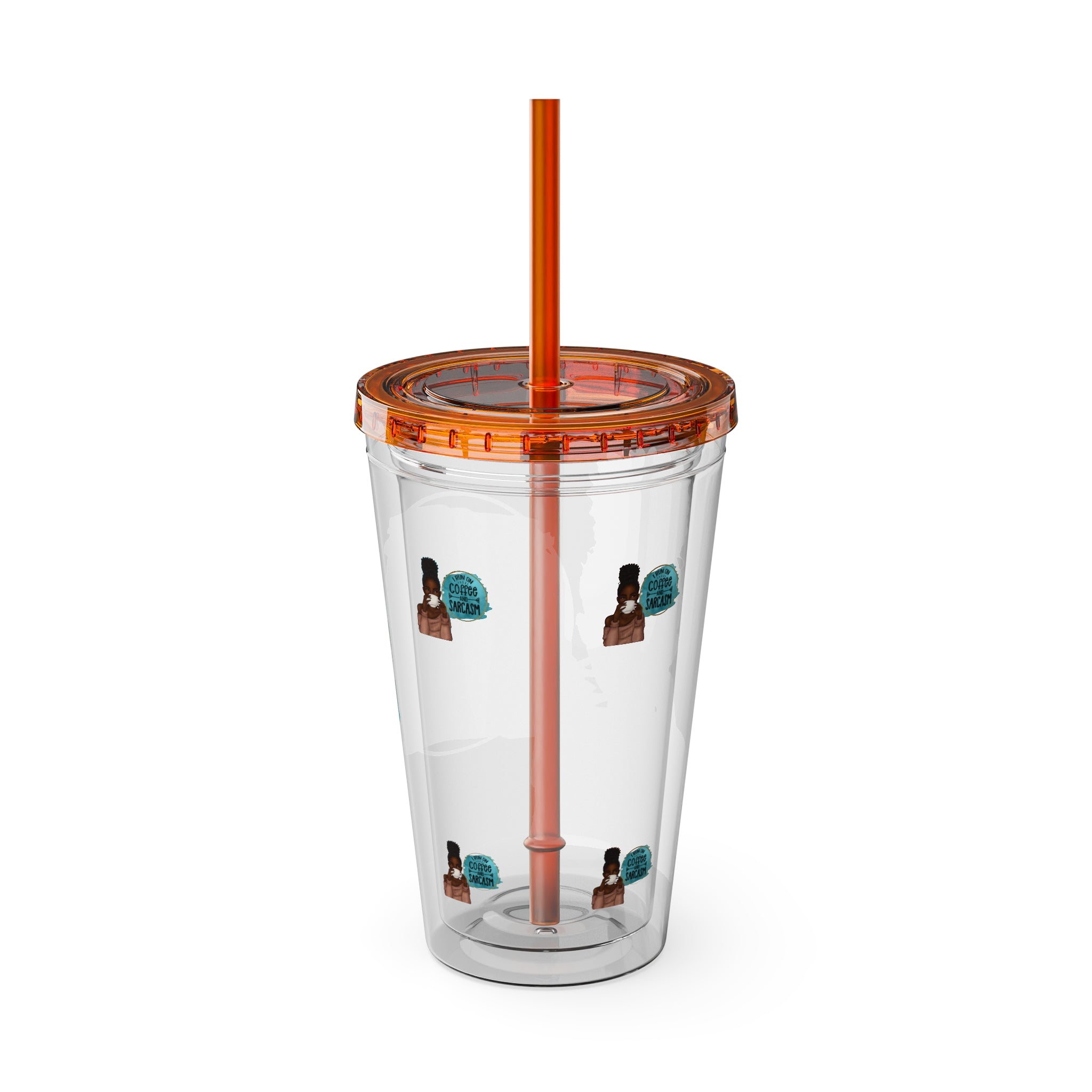 Melanin Magic I Run On Coffee and Sarcasm Sunsplash Tumbler 16oz