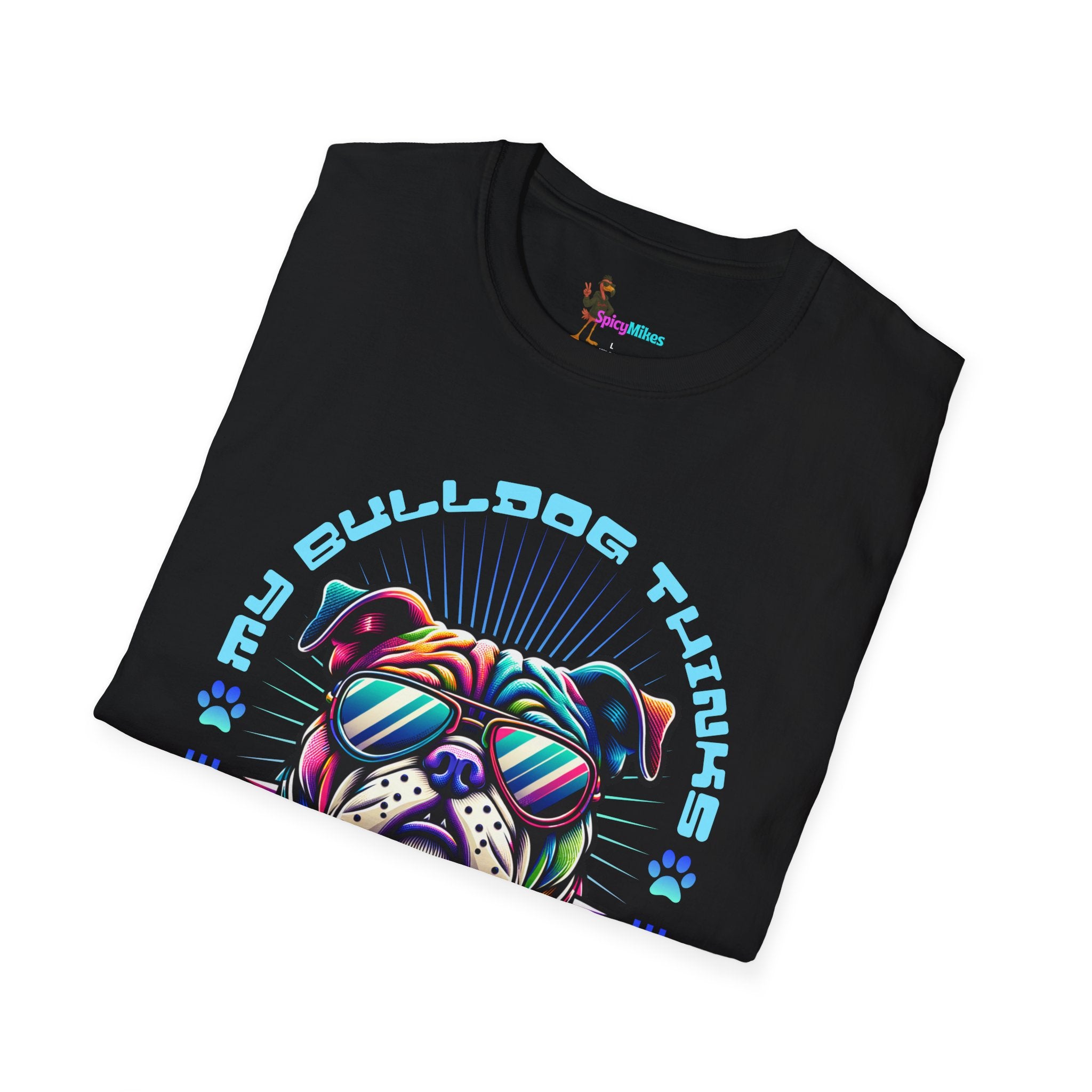 "My Bulldog Thinks I'm Cool"  Vintage Neon T-Shirt