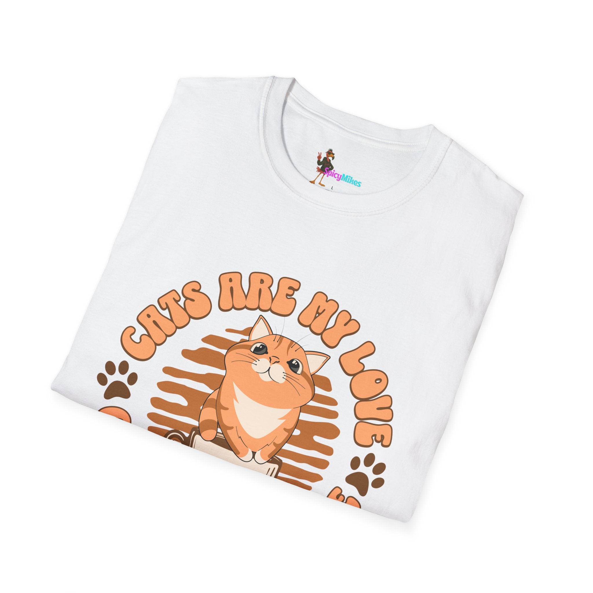 Cats Are My Love, Coffee Is My Life T-Shirt — Cute Orange Cat Coffee Tee