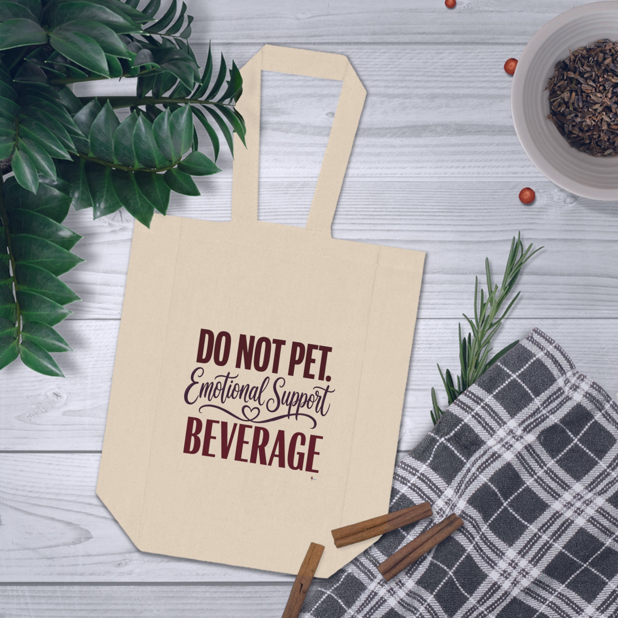 "Do Not Pet. Emotional Support Beverage" Wine Carrier Double Wine Tote Bag —