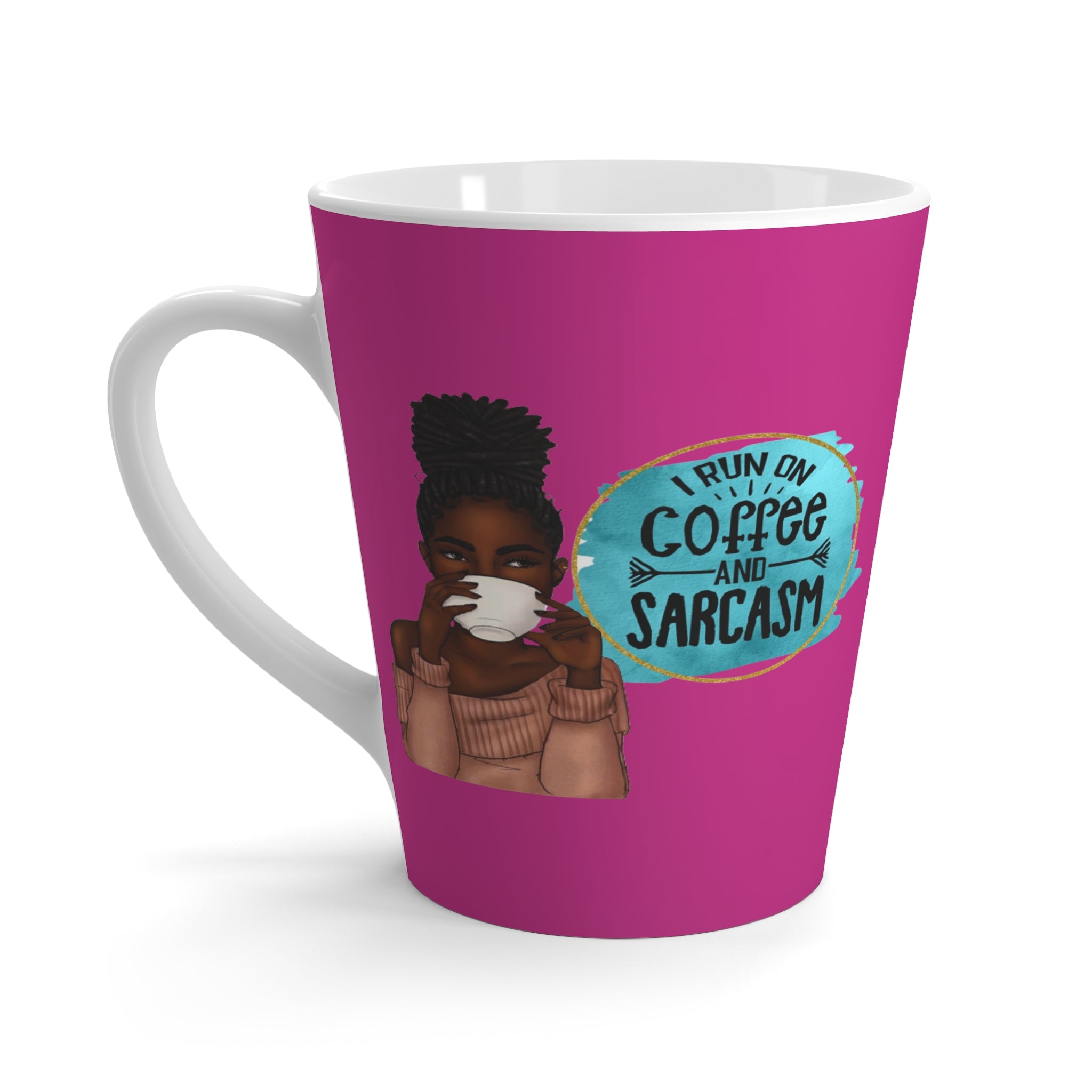 Melanin Magic Pink Side by Side Coffee & Sarcasm Latte Mug