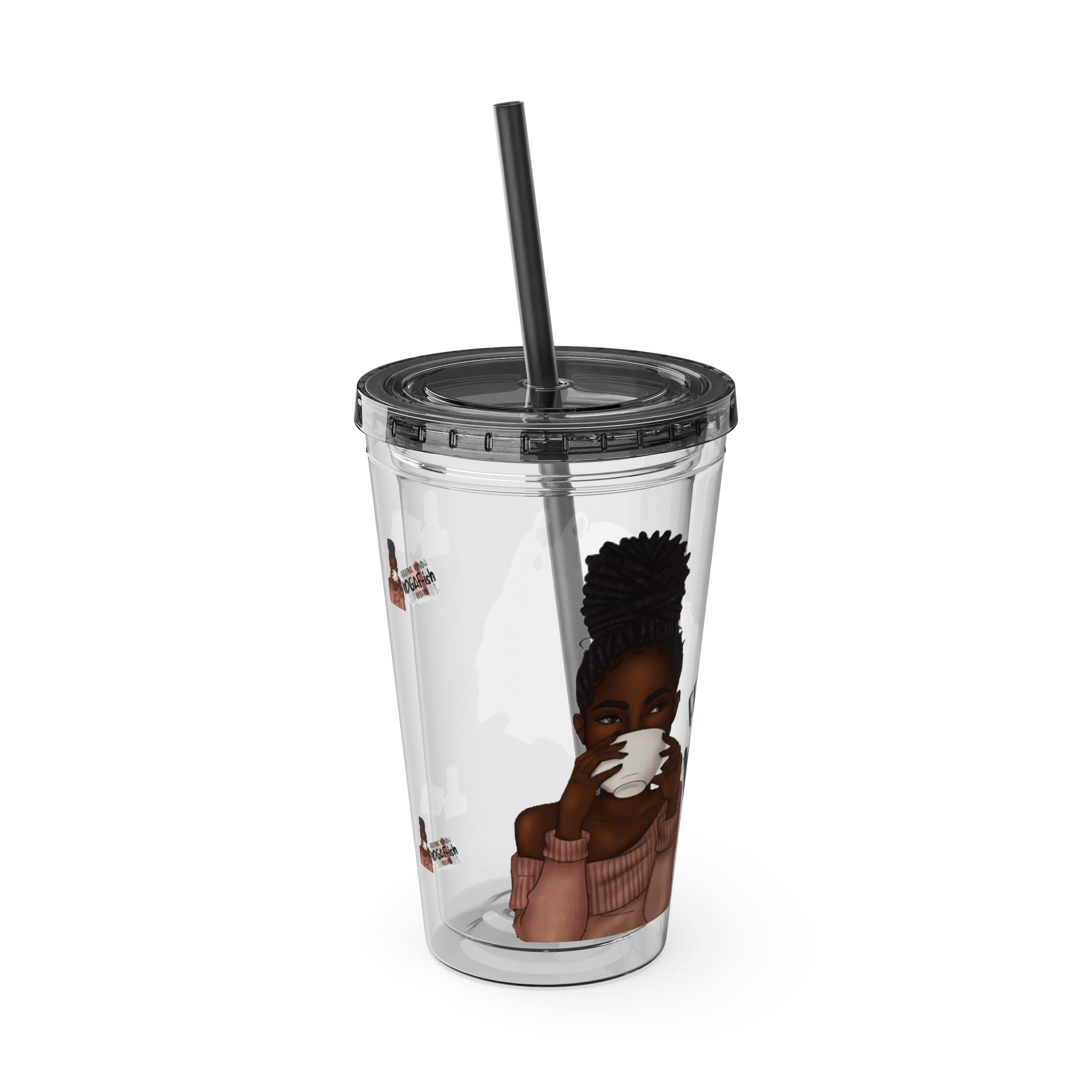 Melanin Magic Feeling Kinda IDGAF-ish Today Sunsplash Tumbler with Straw 16oz