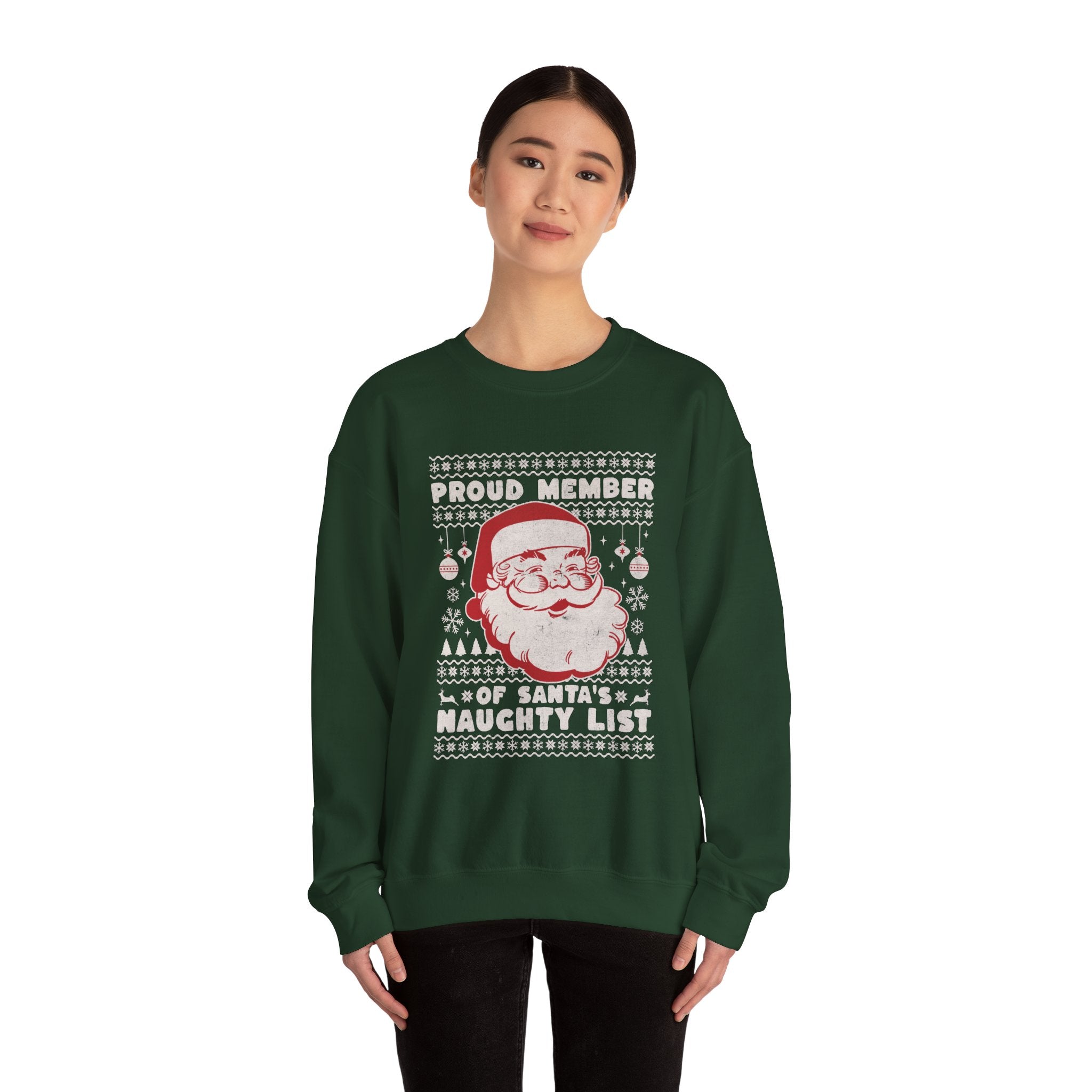 “Proud Member of Santa’s Naughty List” Vintage Santa Ugly Sweater