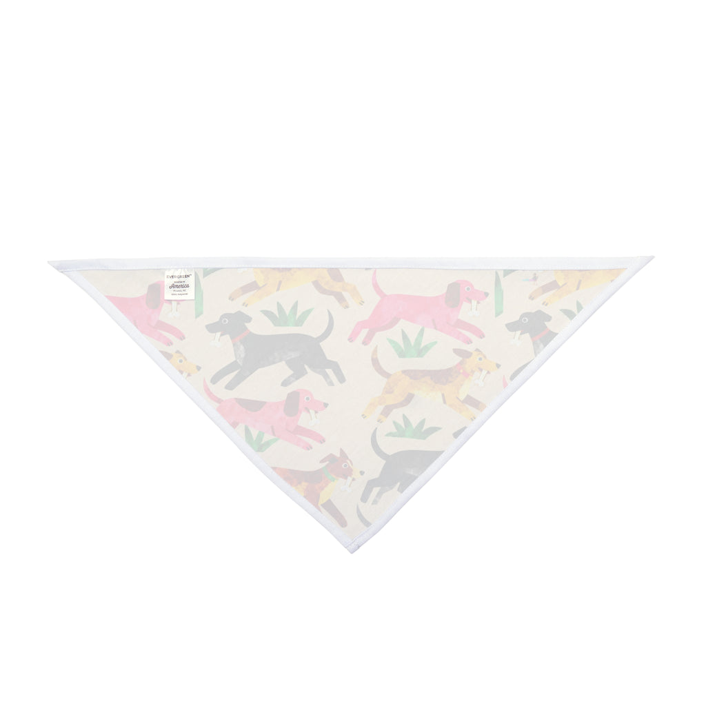 Long Dog In The Grass Patterned Pet Bandana — Colorful Running Dogs Print for Small & Large Pets