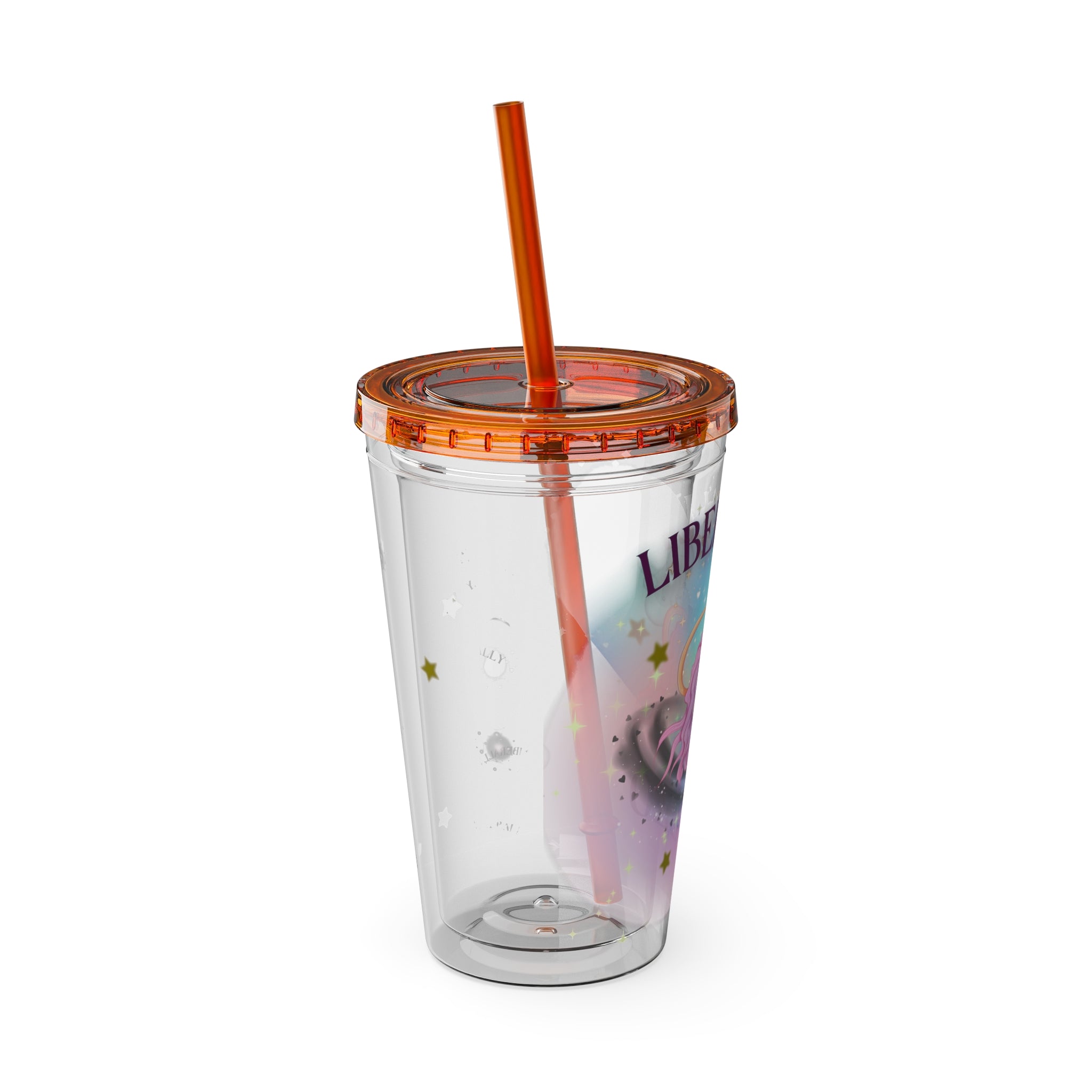 Liberally Leo Zodiac Sunsplash Tumbler with Straw, 16oz