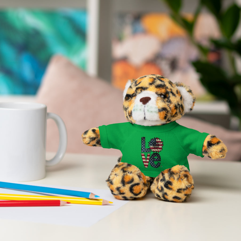 Patriotic 'LOVE' Plush Bear with Tee — Cute Stuffed Animal Gift