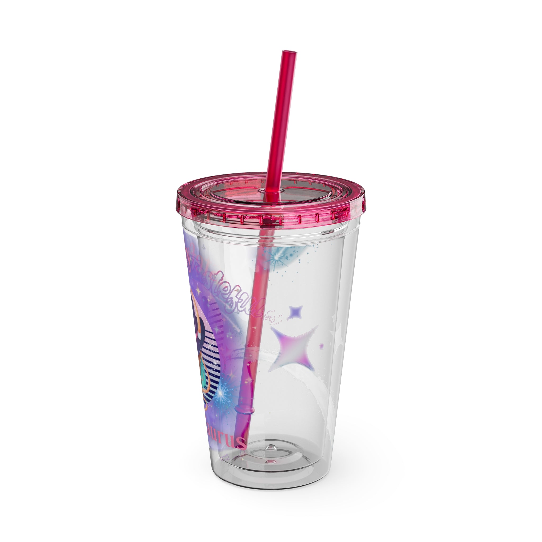 Tastefully Taurus Sunsplash Tumbler with Straw 16oz