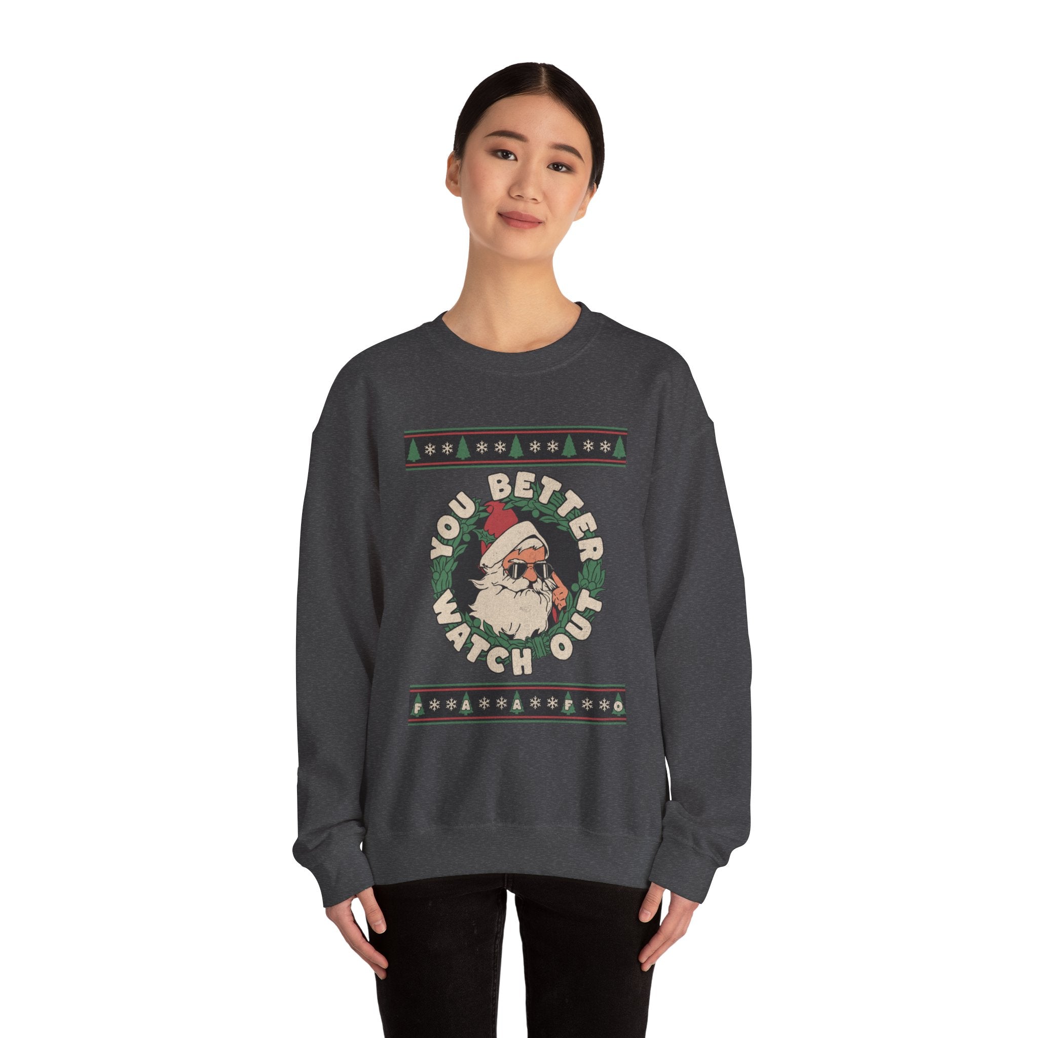 'You Better Watch Out' Santa Christmas Sweater Design