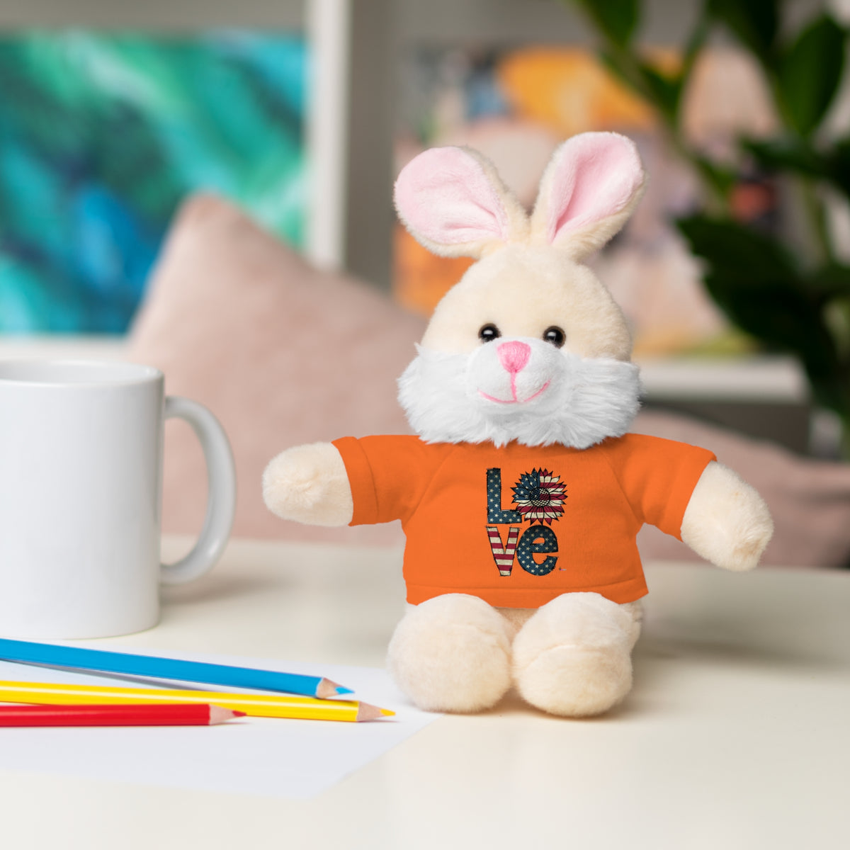 Patriotic 'LOVE' Plush Bear with Tee — Cute Stuffed Animal Gift