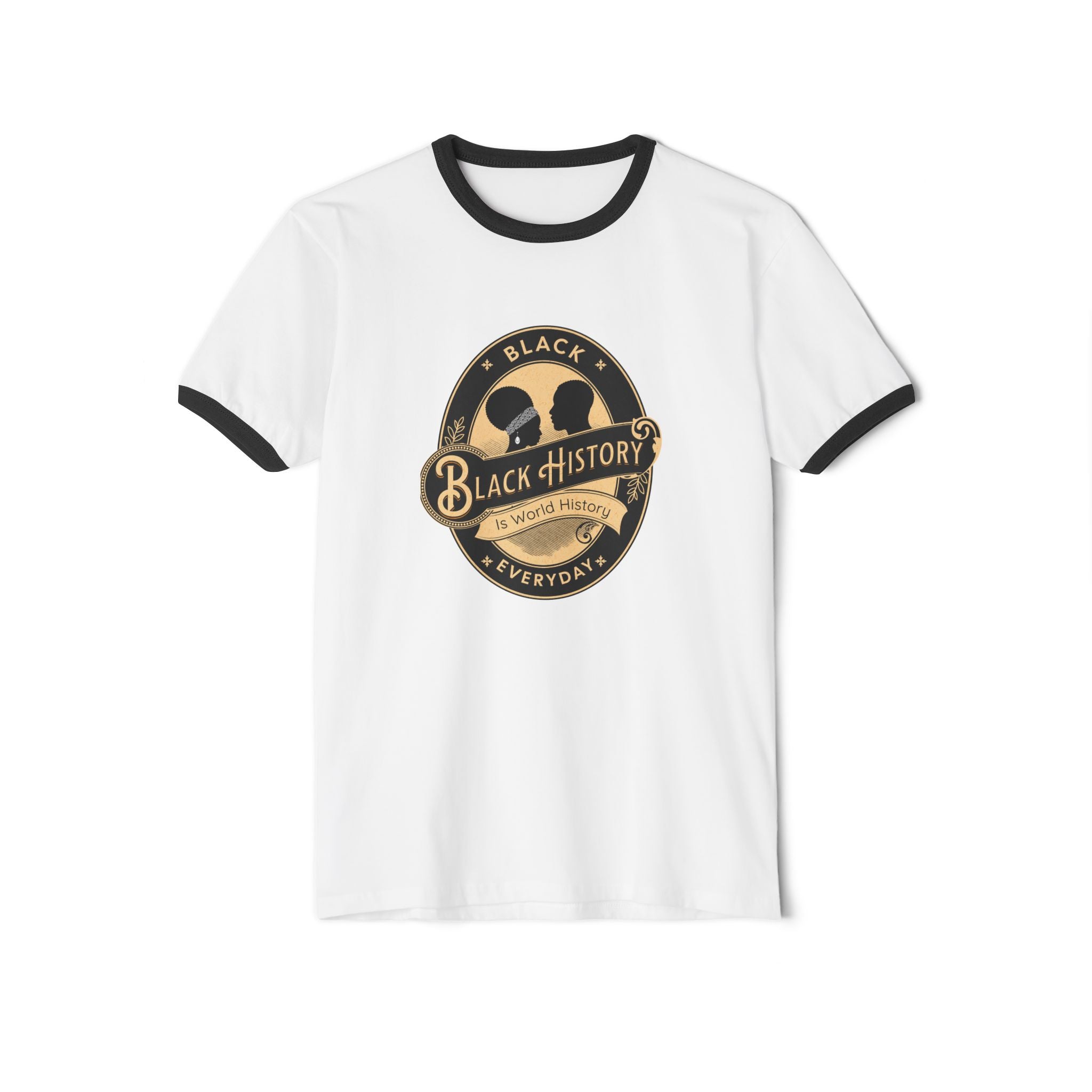 "Black History Is Everyday" Retro Face to Face Silhouette Ringer Tee