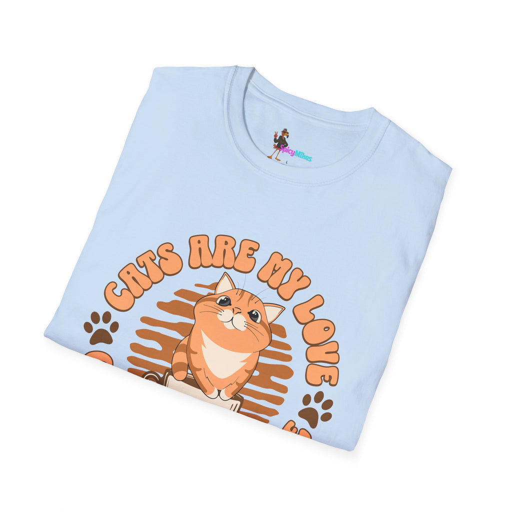 Cats Are My Love, Coffee Is My Life T-Shirt — Cute Orange Cat Coffee Tee