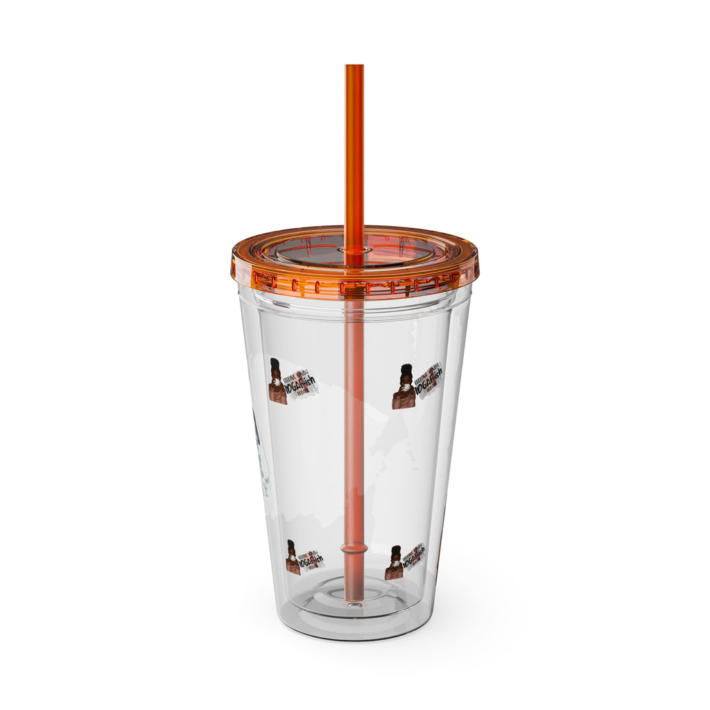 Melanin Magic Feeling Kinda IDGAF-ish Today Sunsplash Tumbler with Straw 16oz