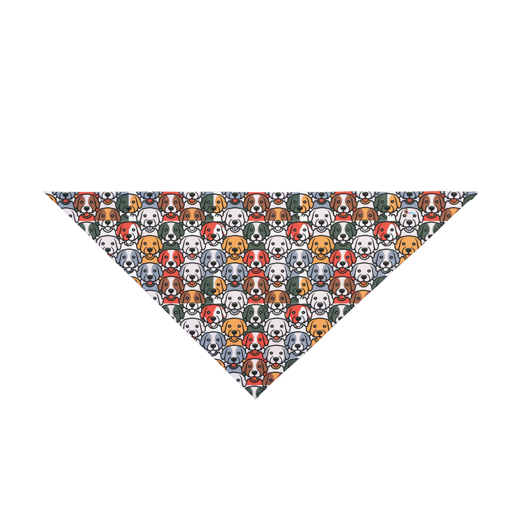 Art Deco Dog Faces Patterned Pet Bandana — Cute Colorful Puppy Print for Small & Large Dogs