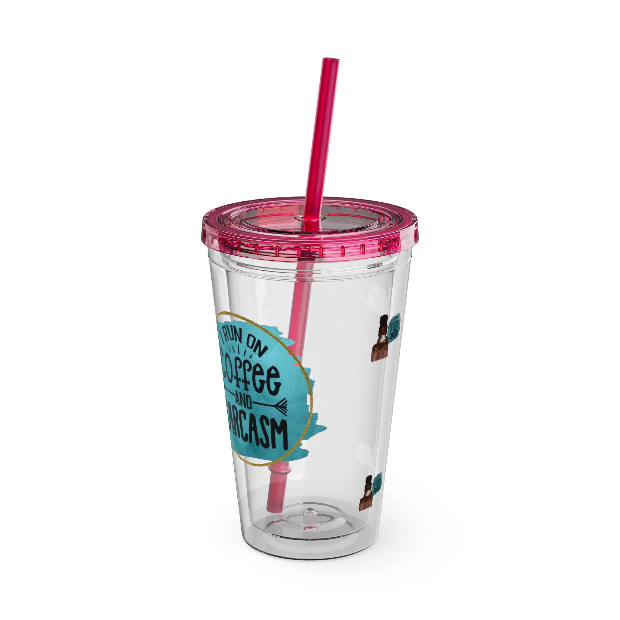 Melanin Magic I Run On Coffee and Sarcasm Sunsplash Tumbler 16oz