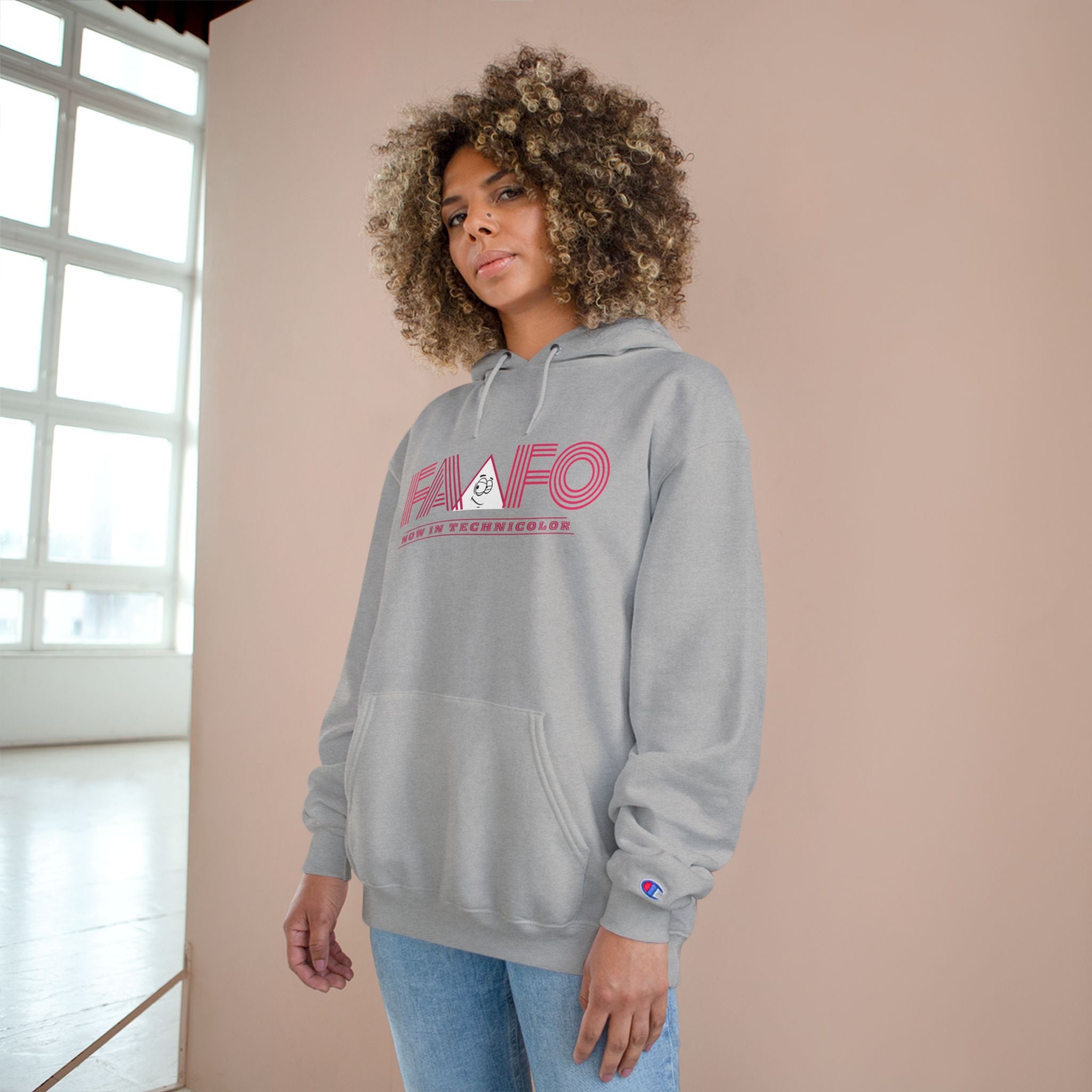 FAAFO Now In Technicolor Simple Champion Pullover Hoodie