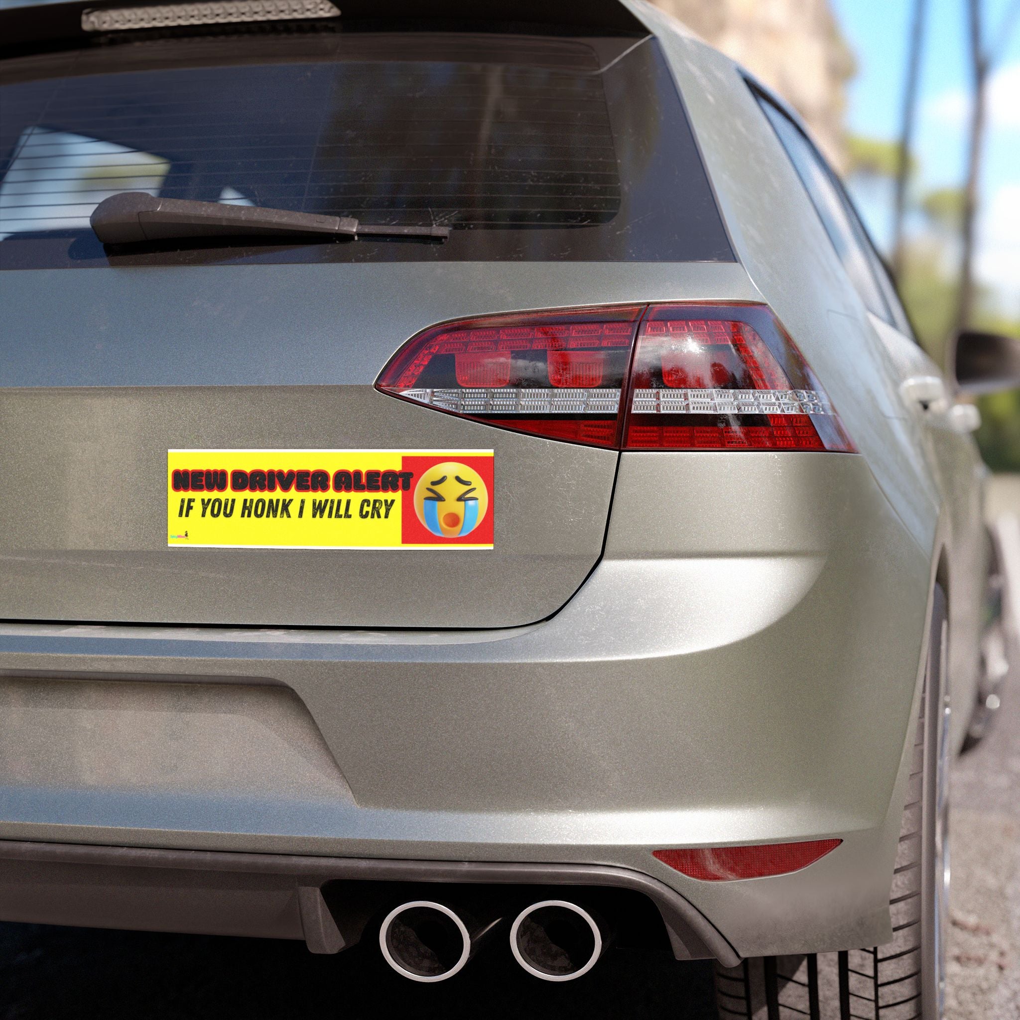 “If You Honk I Will Cry” Yellow Kawaii Emoji Safety Sign New Driver Alert Car Magnet —