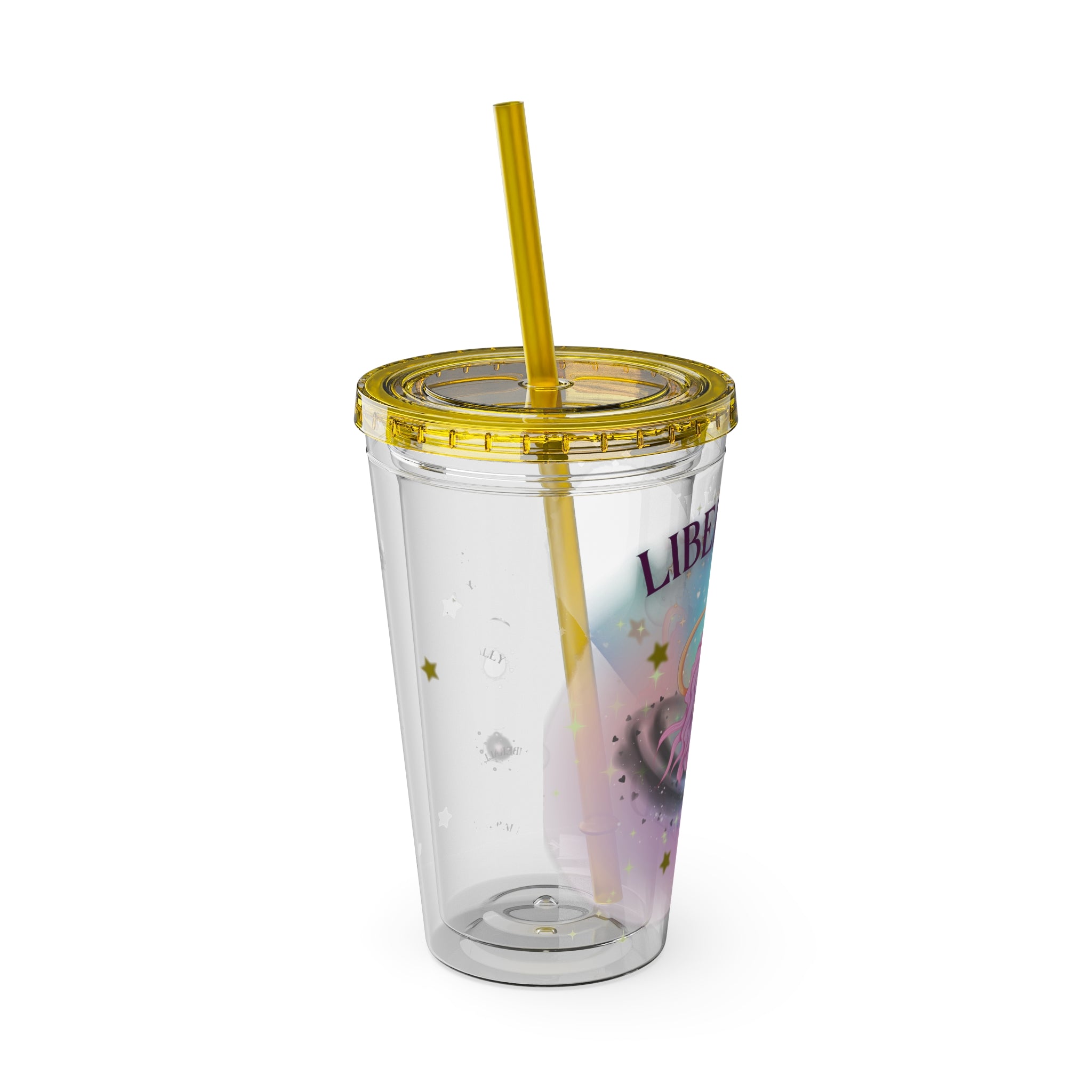 Liberally Leo Zodiac Sunsplash Tumbler with Straw, 16oz