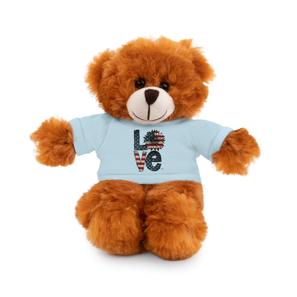 Patriotic 'LOVE' Plush Bear with Tee — Cute Stuffed Animal Gift