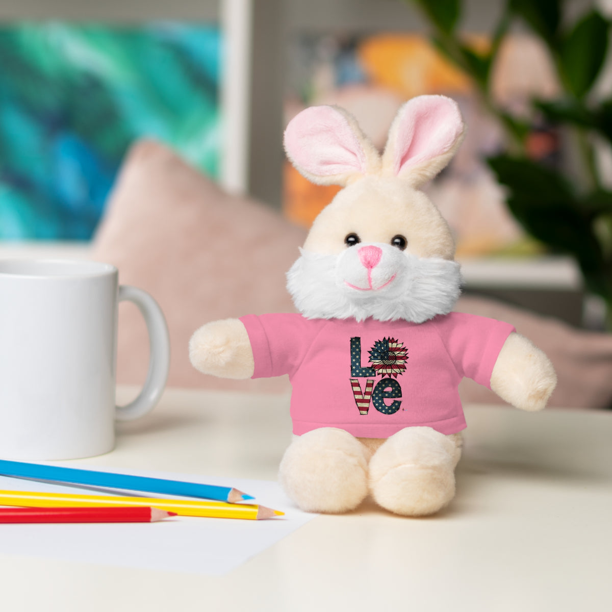 Patriotic 'LOVE' Plush Bear with Tee — Cute Stuffed Animal Gift