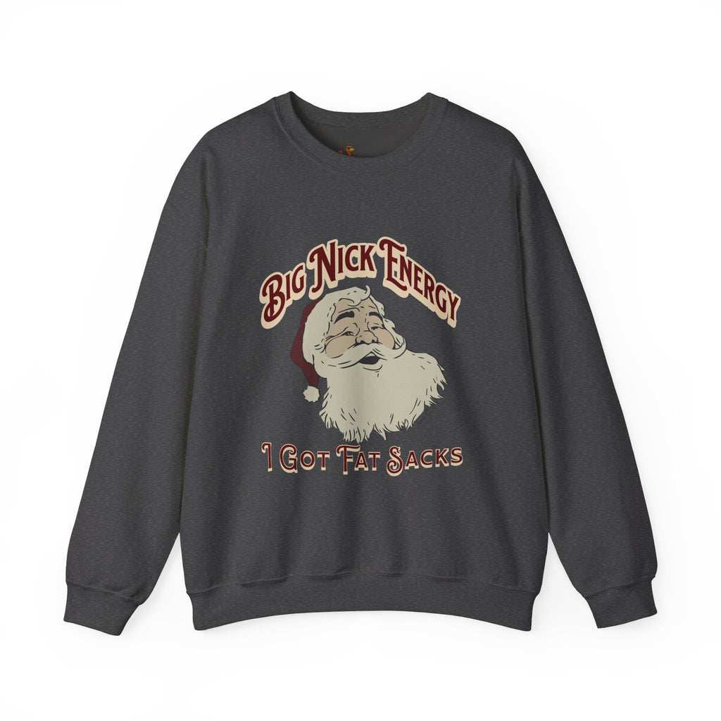 “Big Nick Energy: I Got Fat Sacks” Retro Santa Holiday Sweater