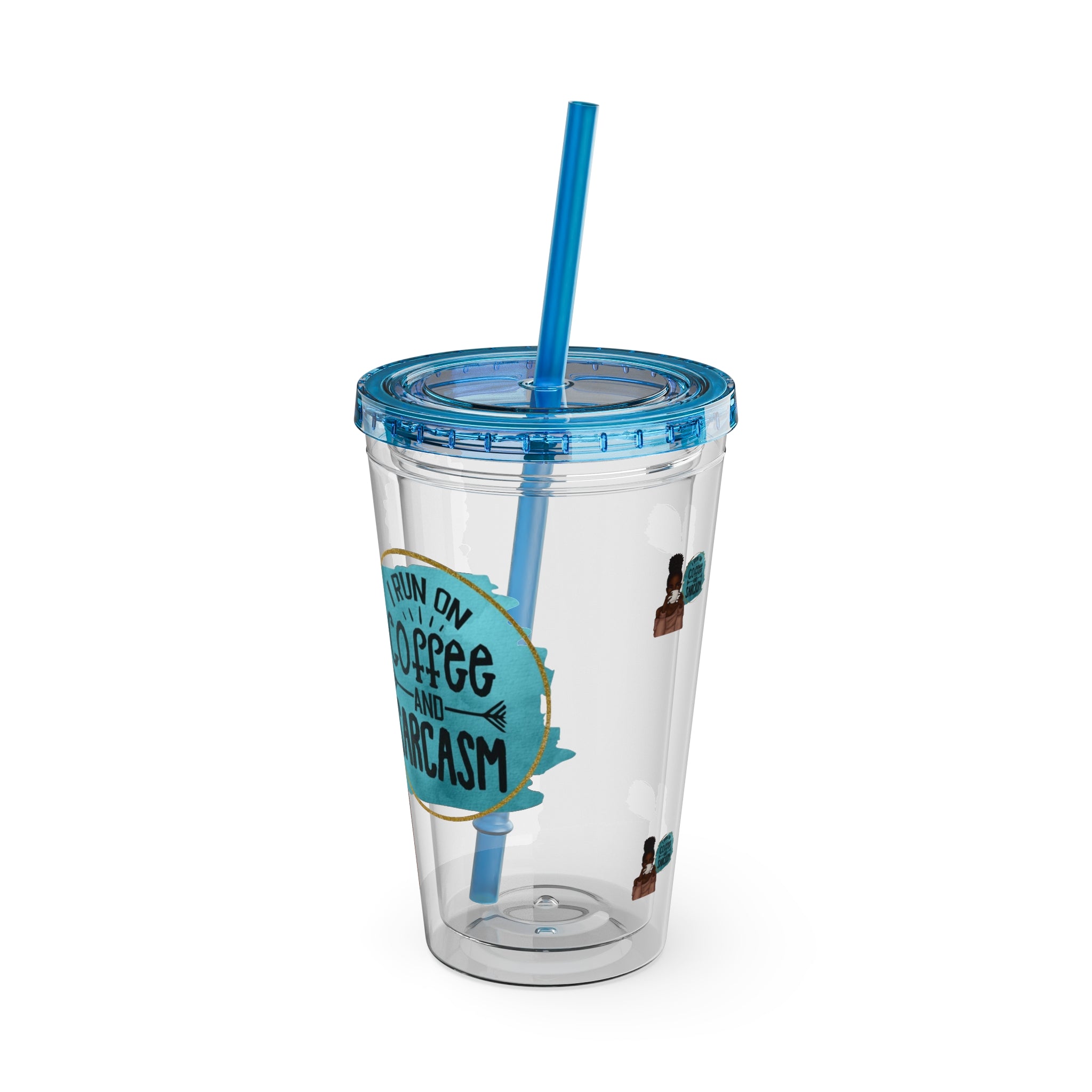 Melanin Magic I Run On Coffee and Sarcasm Sunsplash Tumbler 16oz