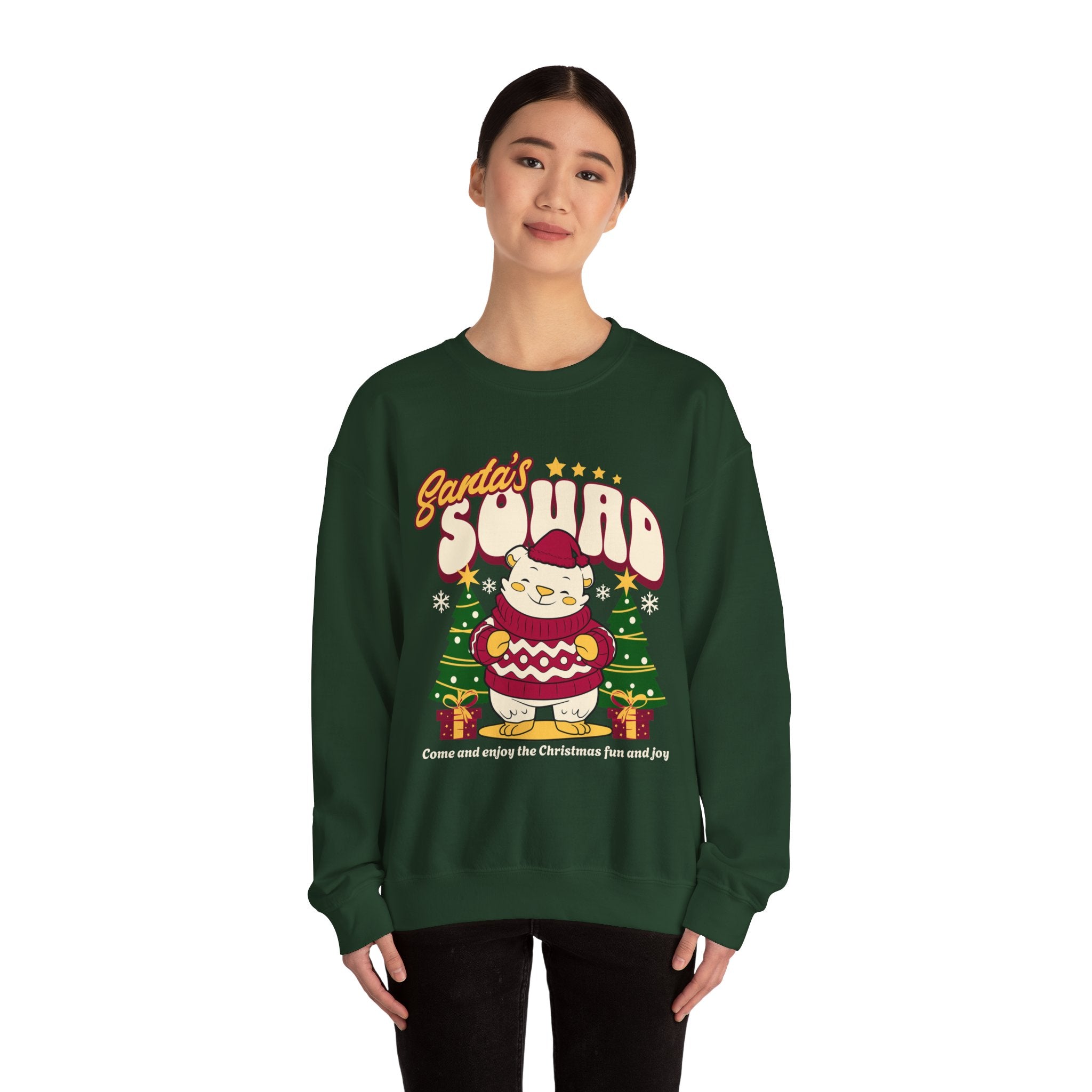 Santa’s Squad Bear bearing gifts Crewneck Ugly Sweatshirt
