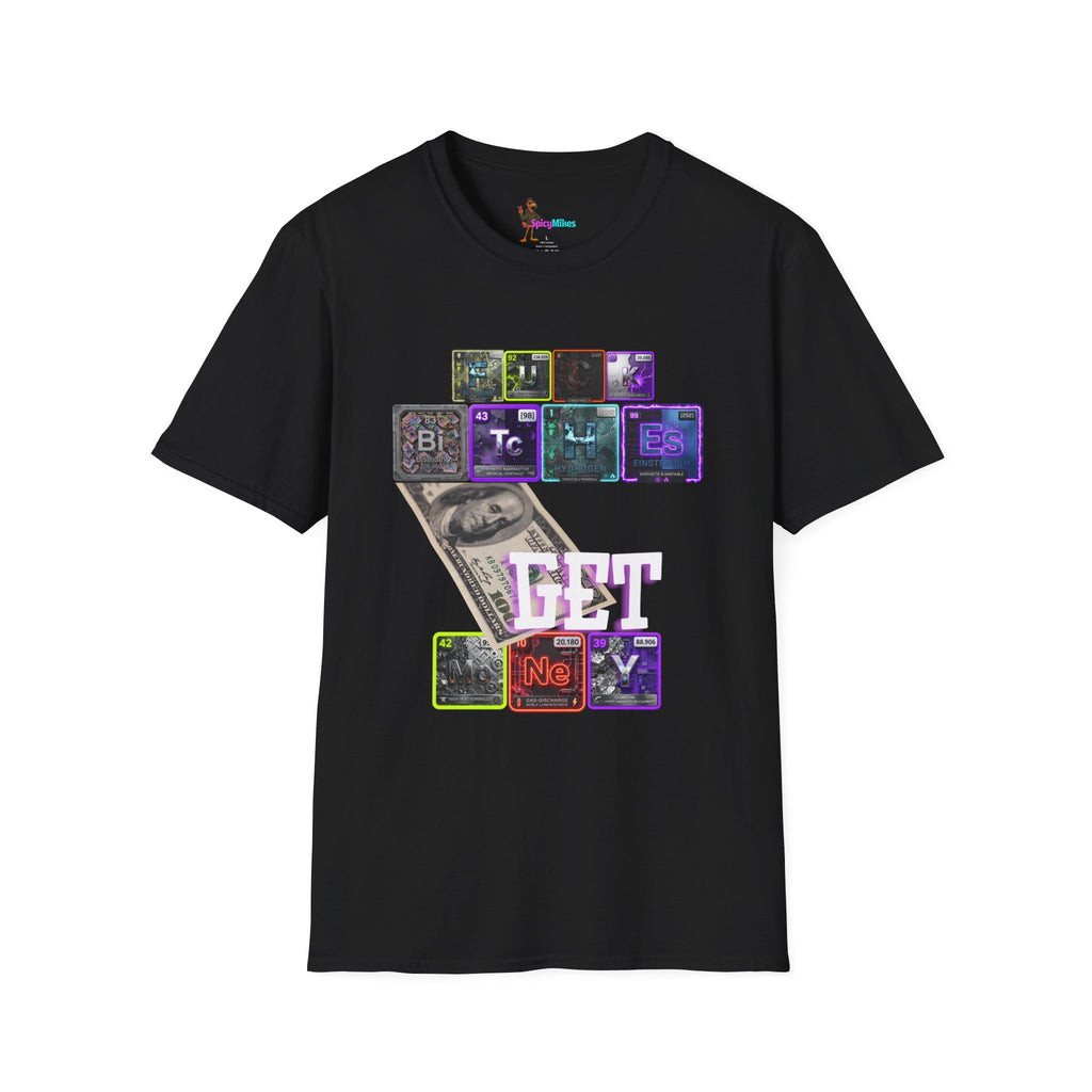 Get Money 100 dollar bill Tee — Retro Neon Periodic Table Design