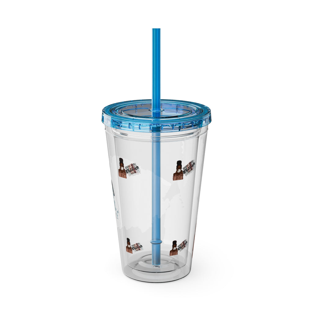 Melanin Magic Feeling Kinda IDGAF-ish Today Sunsplash Tumbler with Straw 16oz