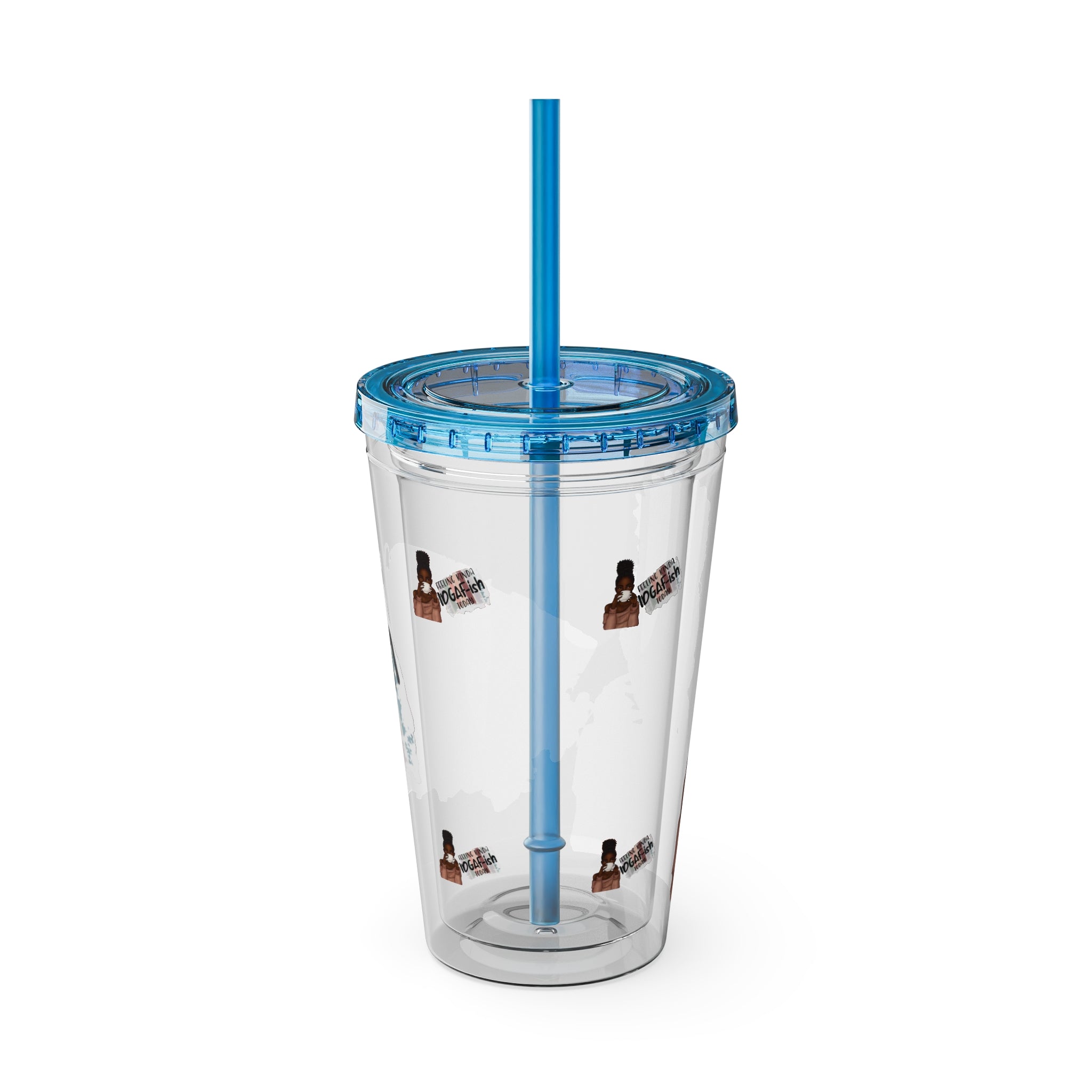 Melanin Magic Feeling Kinda IDGAF-ish Today Sunsplash Tumbler with Straw 16oz