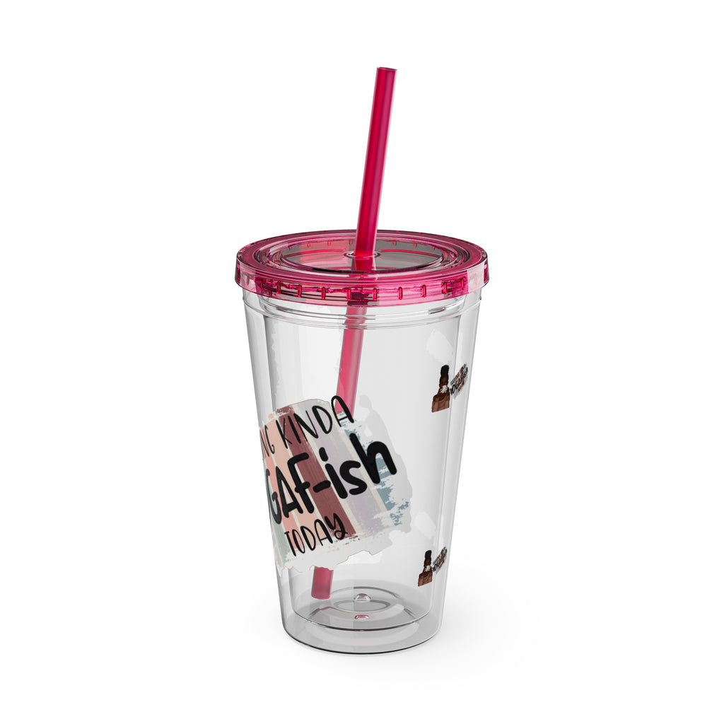 Melanin Magic Feeling Kinda IDGAF-ish Today Sunsplash Tumbler with Straw 16oz