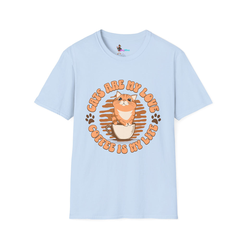 Cats Are My Love, Coffee Is My Life T-Shirt — Cute Orange Cat Coffee Tee